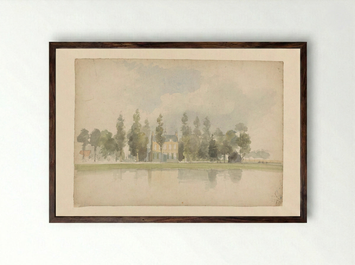 Huis aan de Vliet te Voorburg - Lodewijk Johannes Kleijn - Framed Print Dark Wood