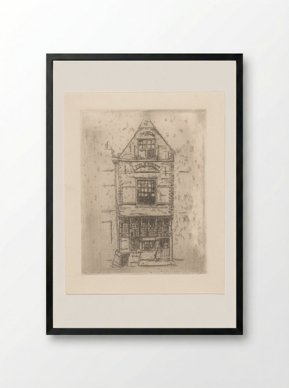 Huis met schuin kelderluik in Veere - Lucie van Dam van Isselt - Framed Print Black