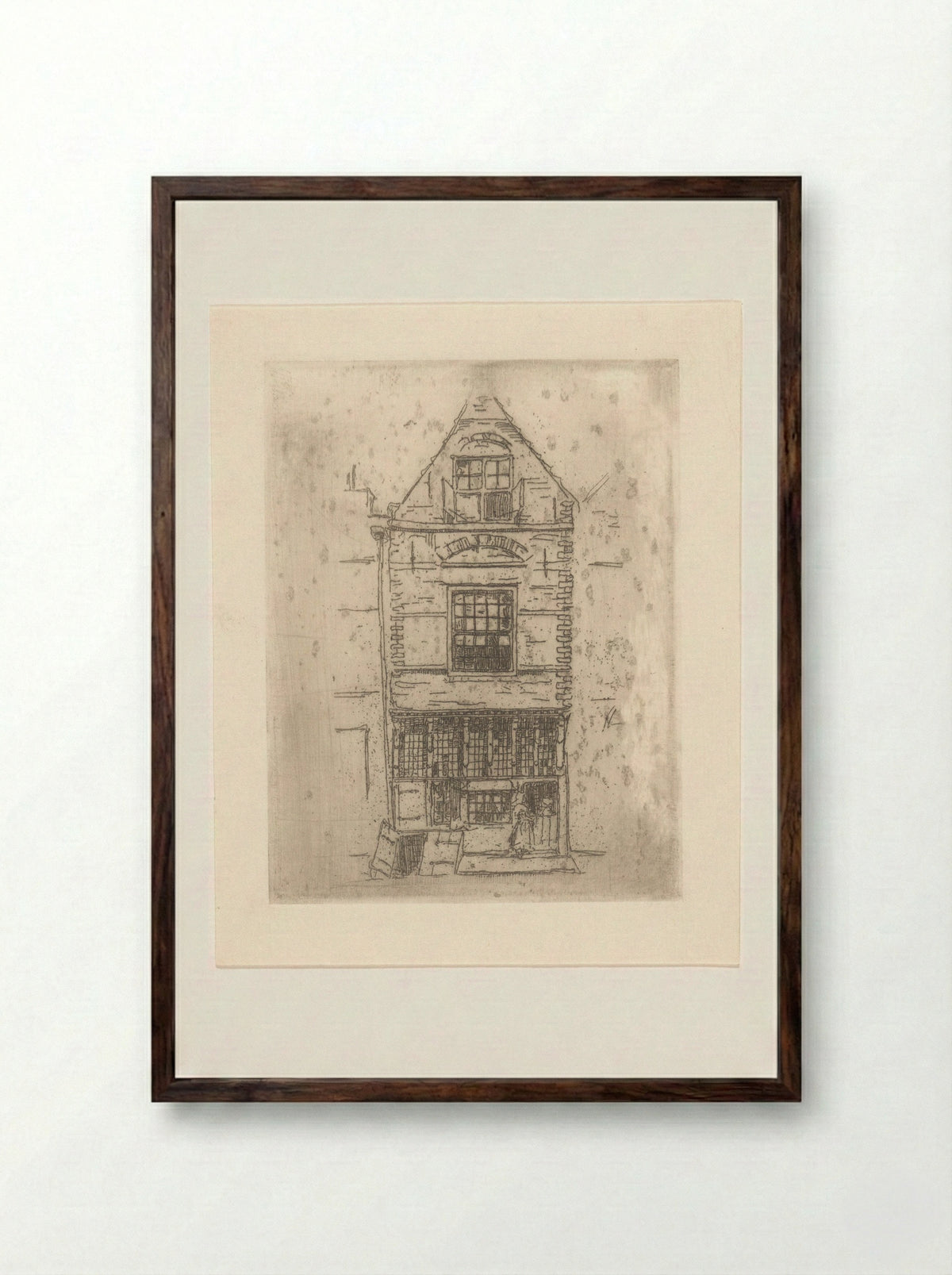 Huis met schuin kelderluik in Veere - Lucie van Dam van Isselt - Framed Print Dark Wood