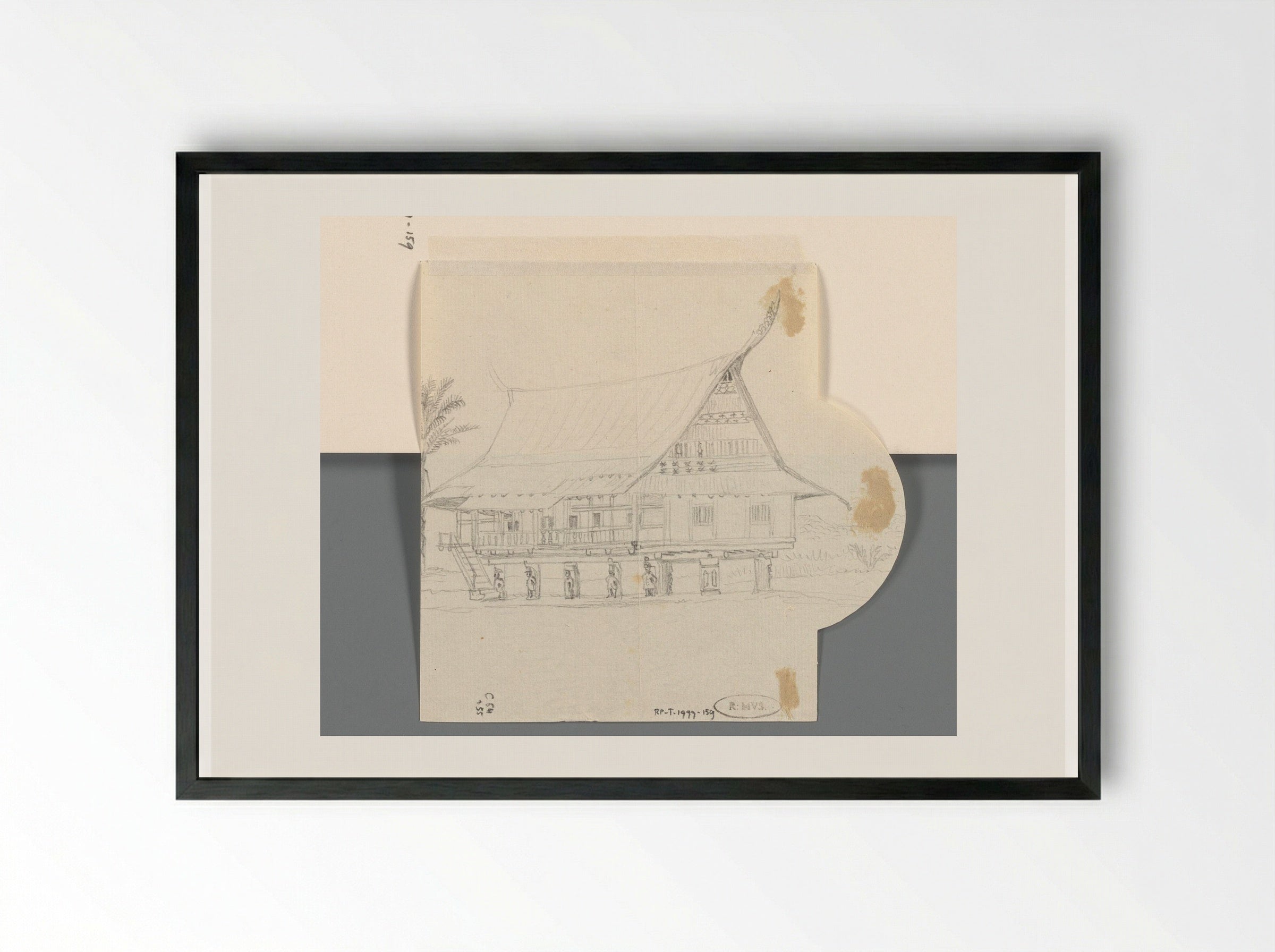 Huis op palen van Tondano, Noord-Celebes - Adrianus Johannes Bik - Framed Print Black