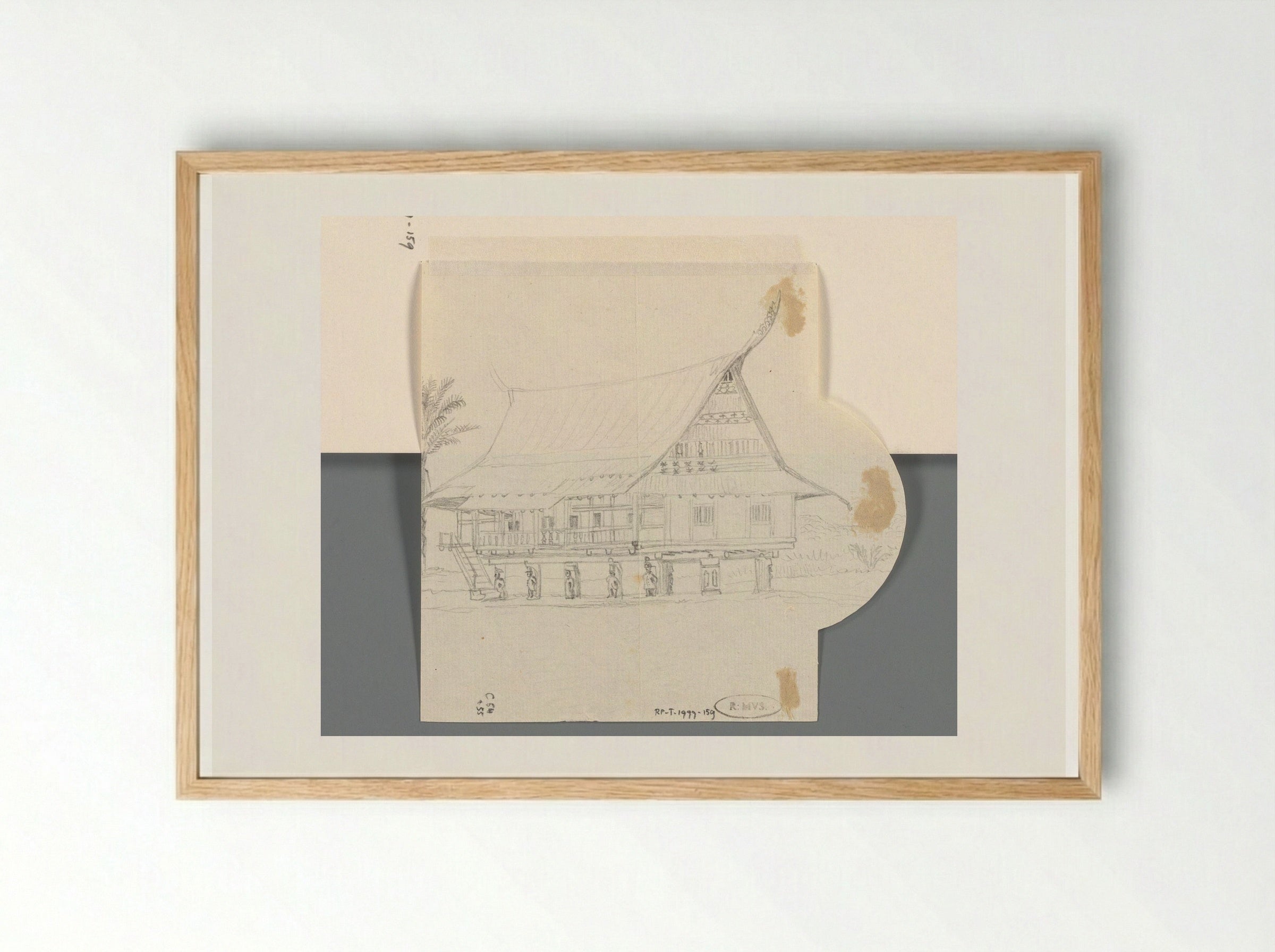 Huis op palen van Tondano, Noord-Celebes - Adrianus Johannes Bik - Framed Print Wood
