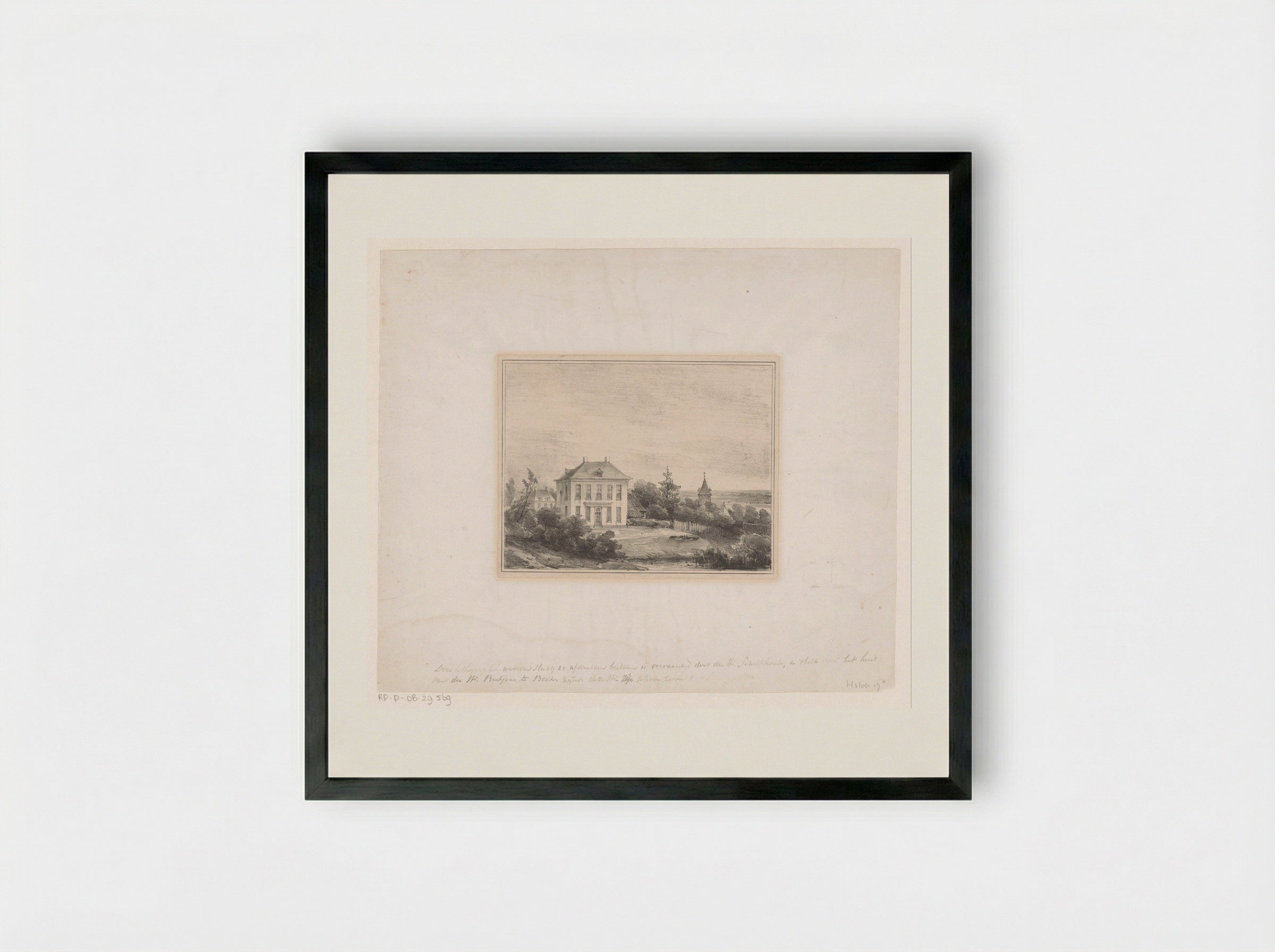 Huis van meneer Rutgers te Beek - Andreas Schelfhout - Framed Print Black