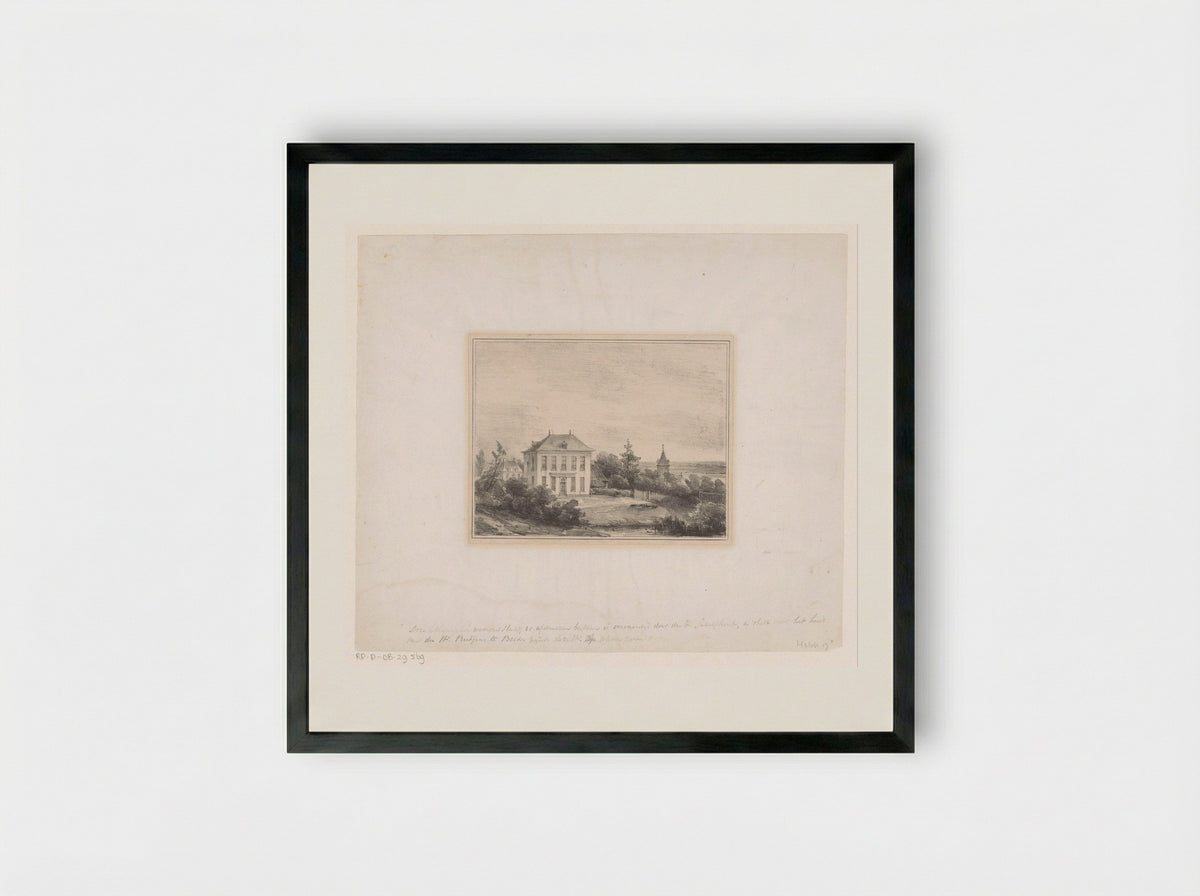 Huis van meneer Rutgers te Beek - Andreas Schelfhout - Framed Print Black