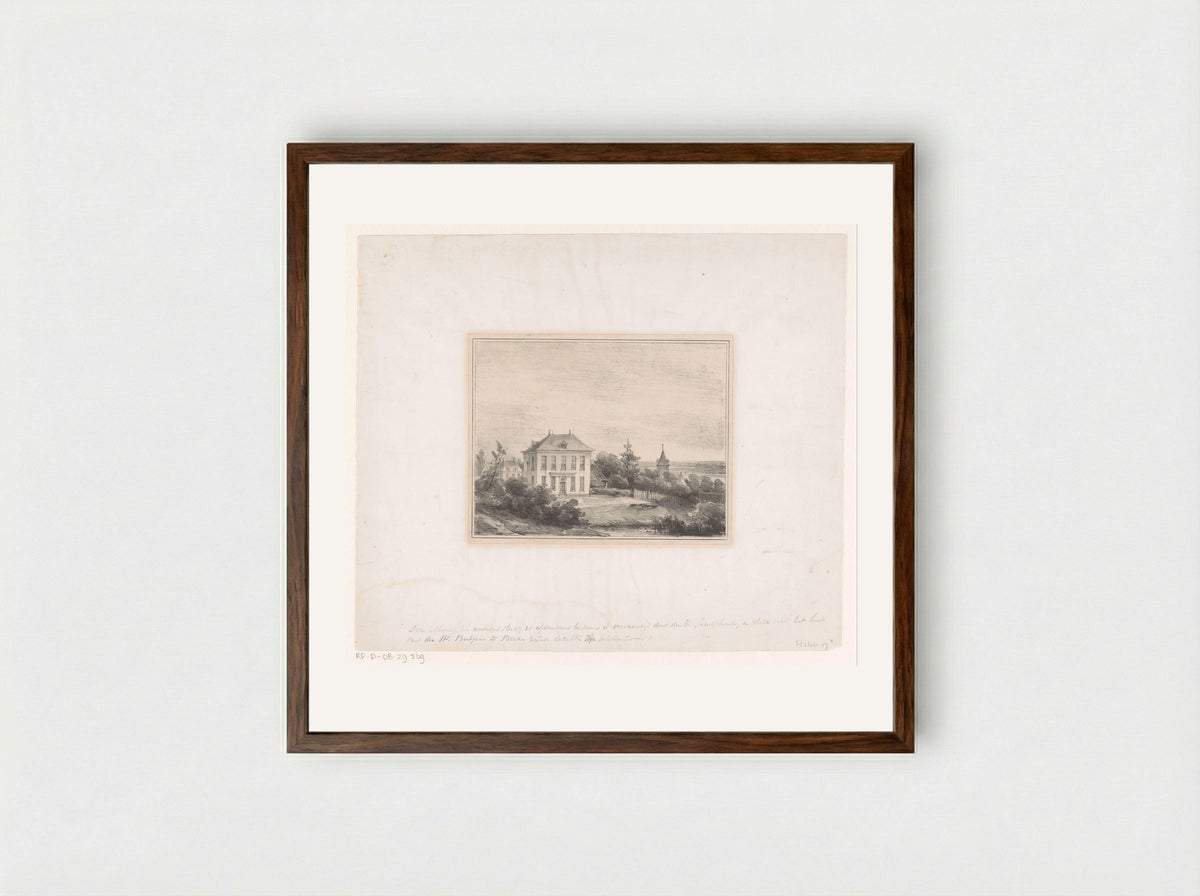 Huis van meneer Rutgers te Beek - Andreas Schelfhout - Framed Print Dark Wood