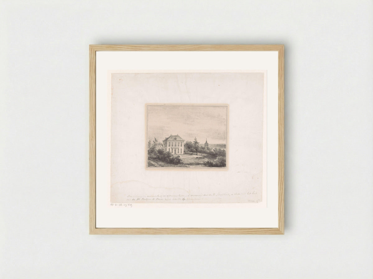 Huis van meneer Rutgers te Beek - Andreas Schelfhout - Framed Print Wood
