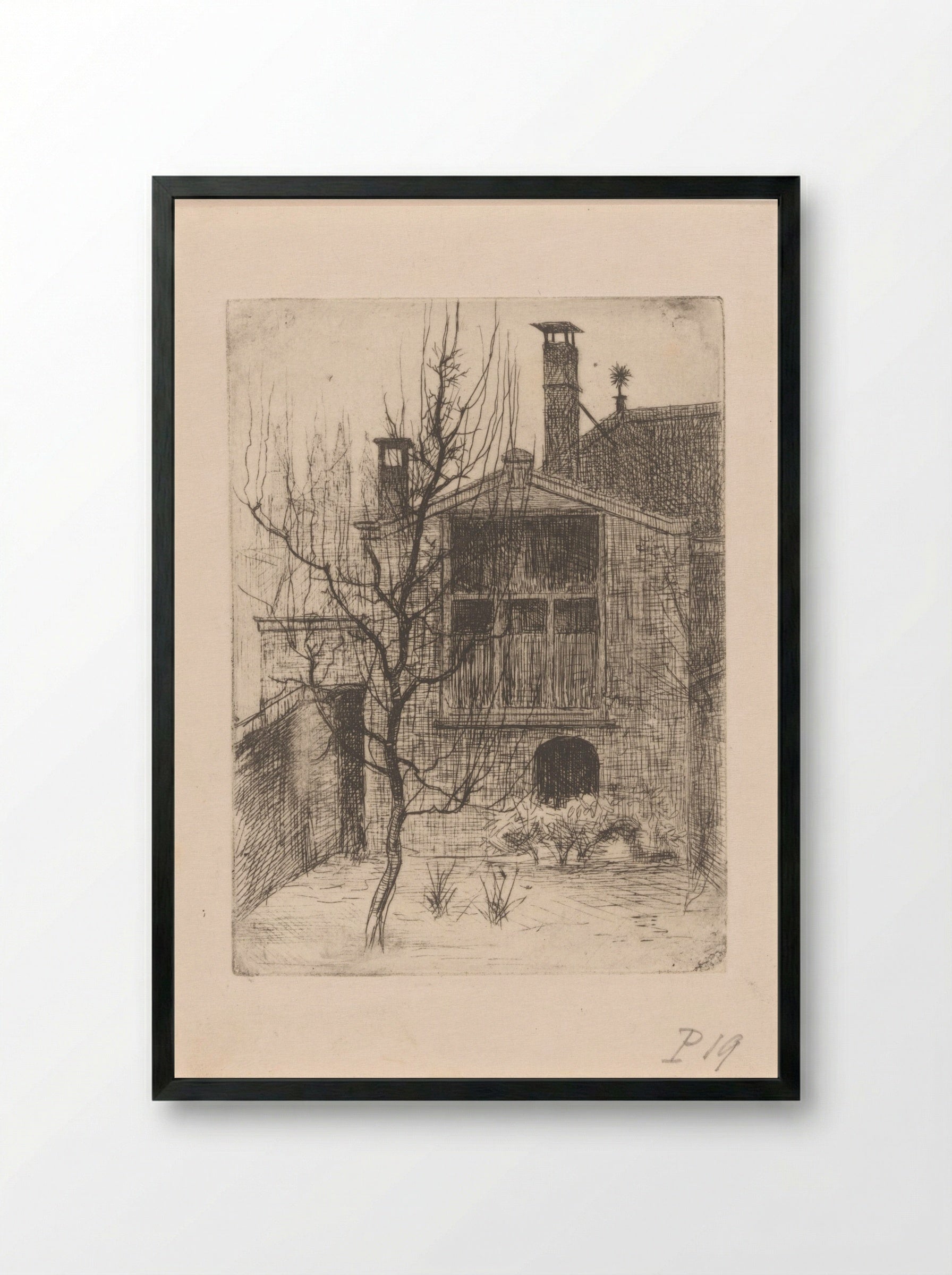 Huis vanuit de achtertuin gezien - Philip Zilcken - Framed Print Black