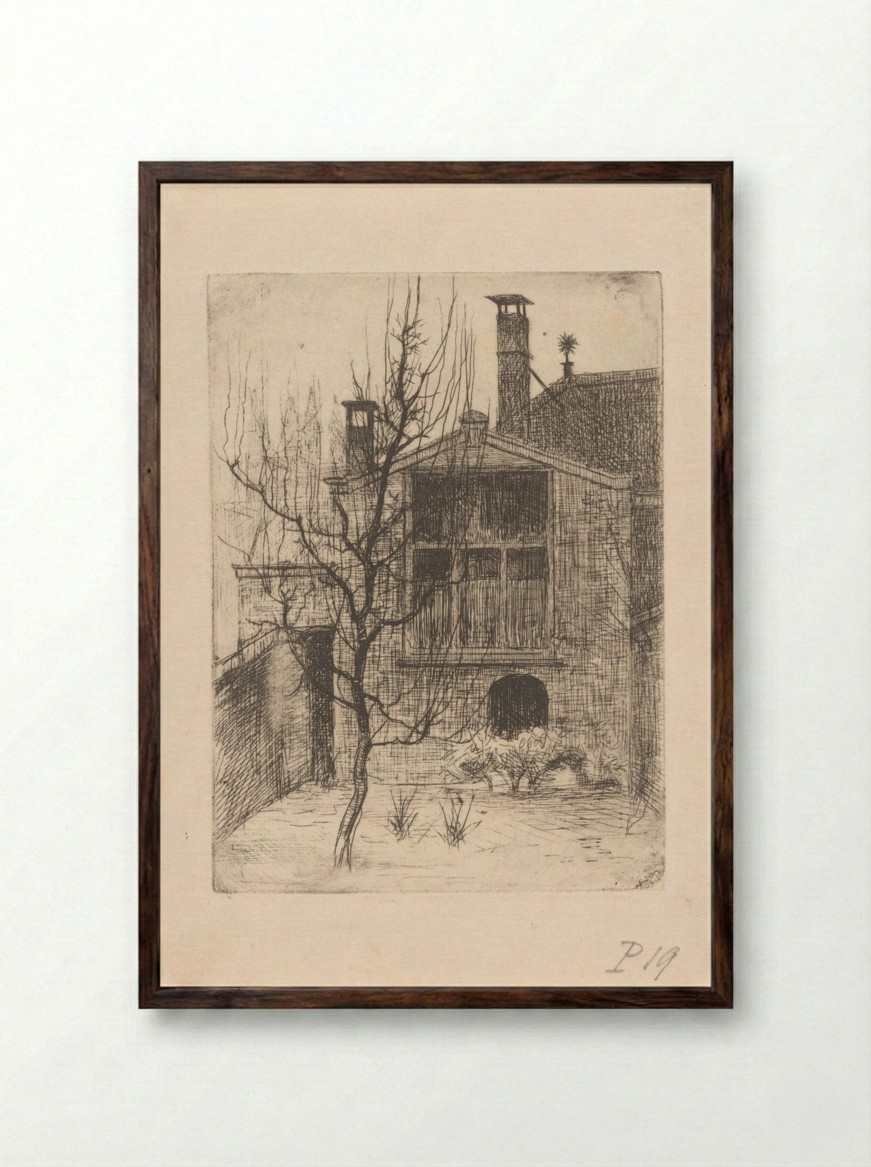 Huis vanuit de achtertuin gezien - Philip Zilcken - Framed Print Dark Wood