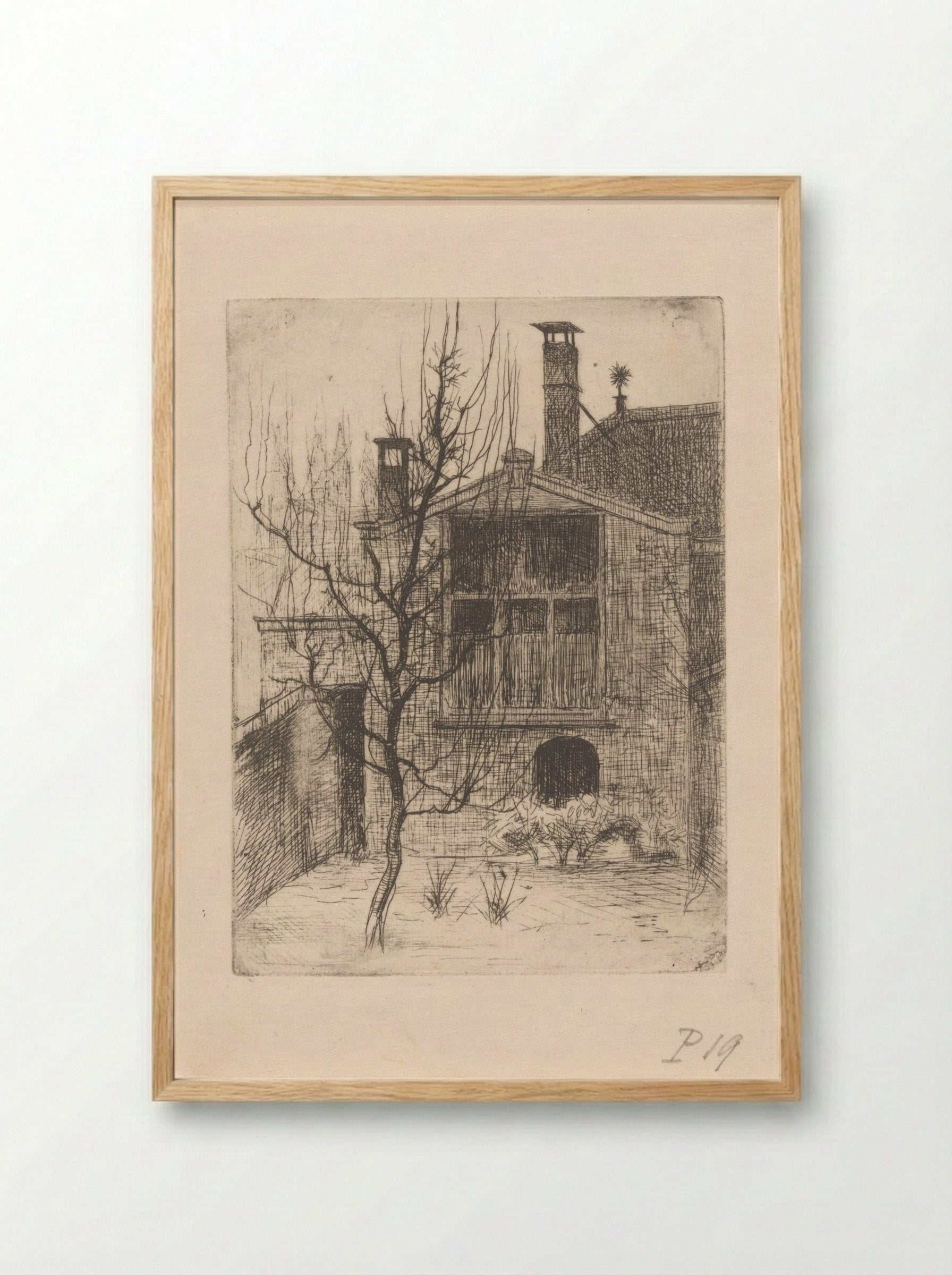 Huis vanuit de achtertuin gezien - Philip Zilcken - Framed Print Wood