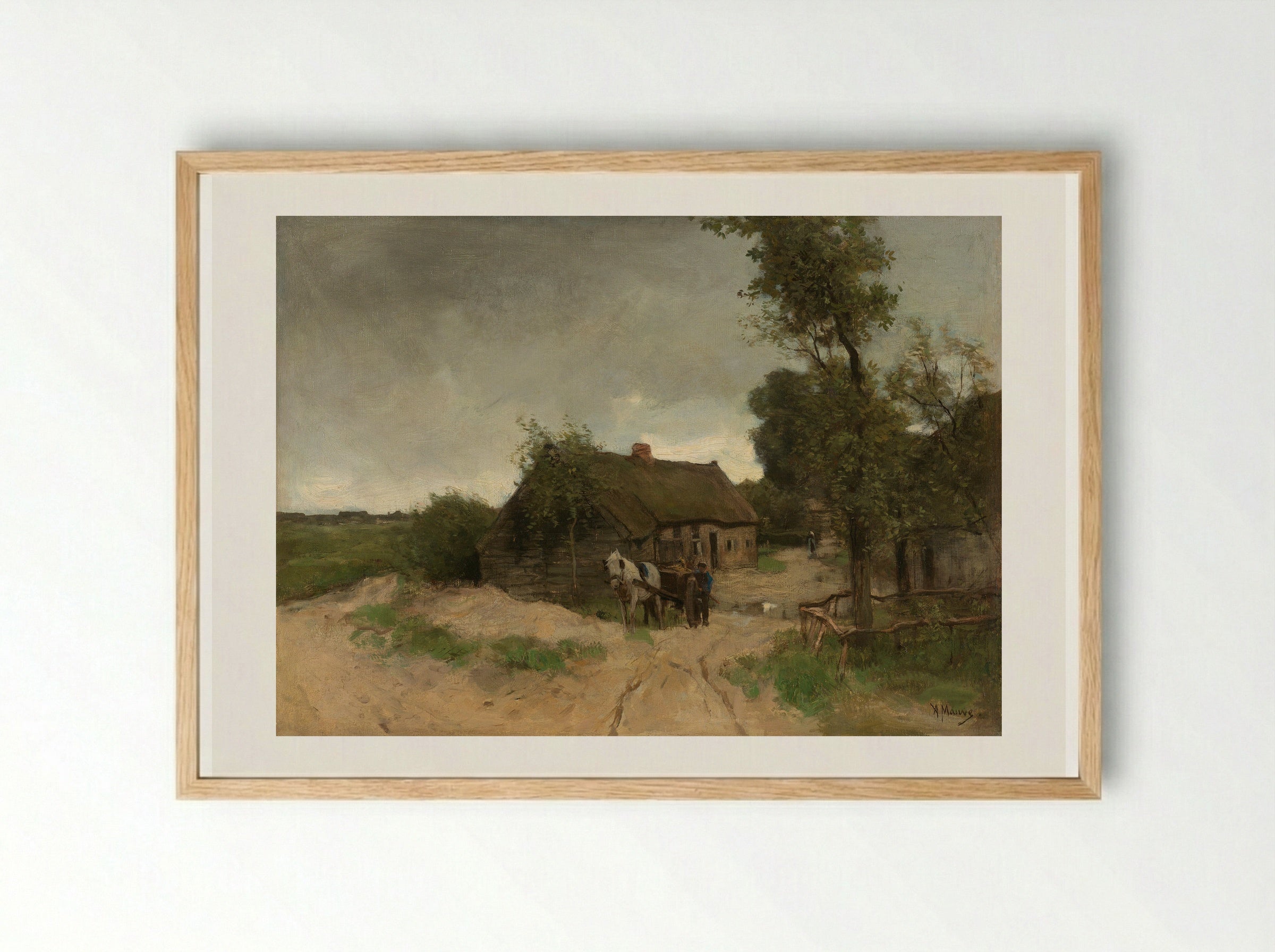 Huisje aan de zandweg - Anton Mauve - Framed Print Wood