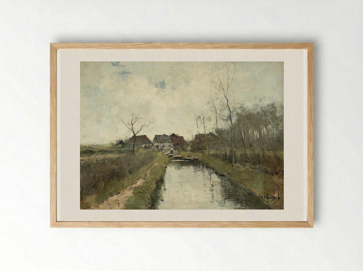 Huisje aan een sloot - Anton Mauve - Framed Print Wood