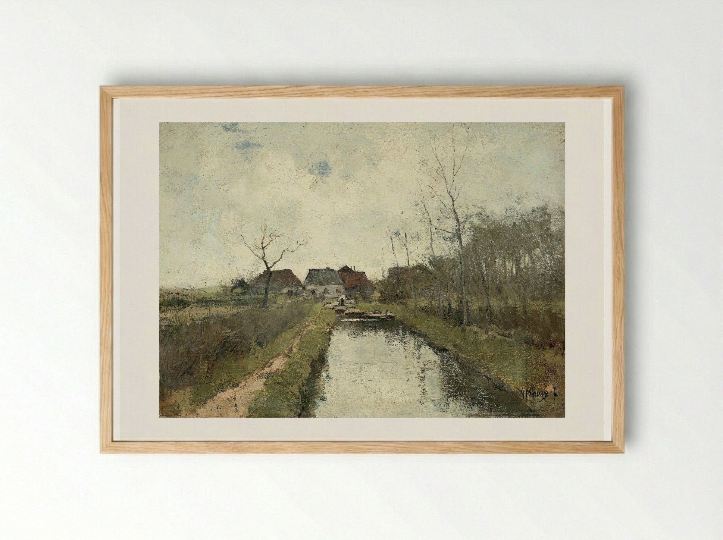Huisje aan een sloot - Anton Mauve - Framed Print Wood