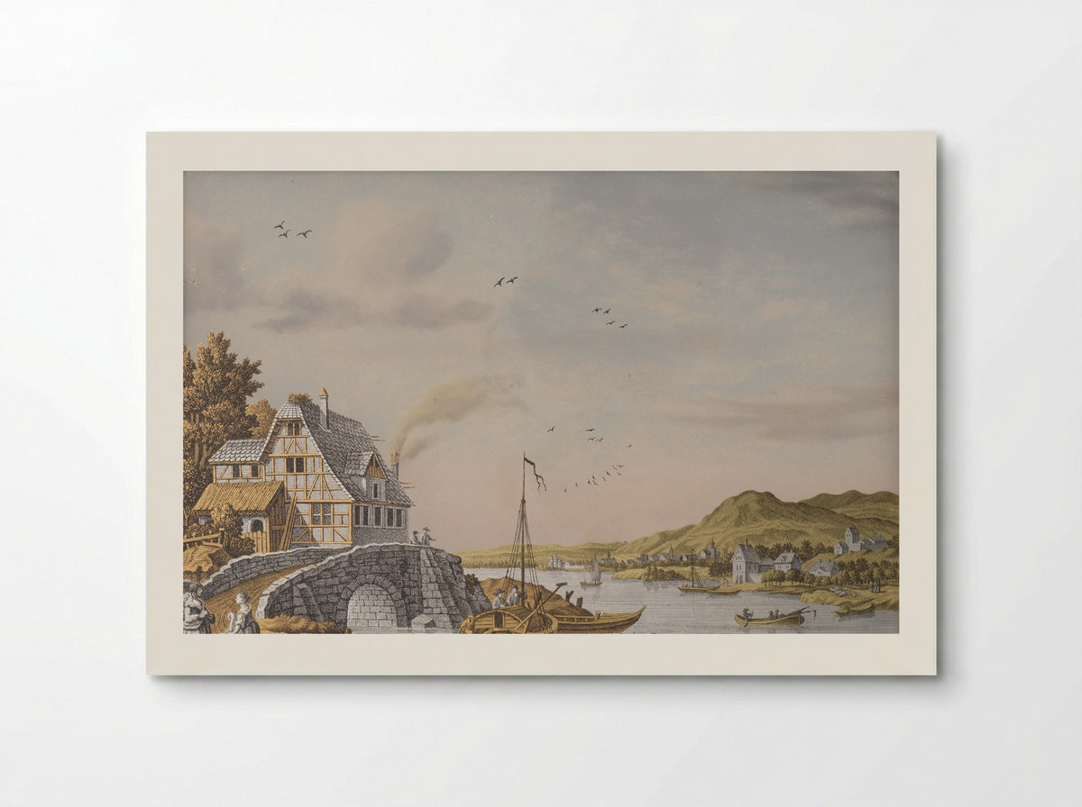 Huizen bij een rivier - Jonas Zeuner - Poster