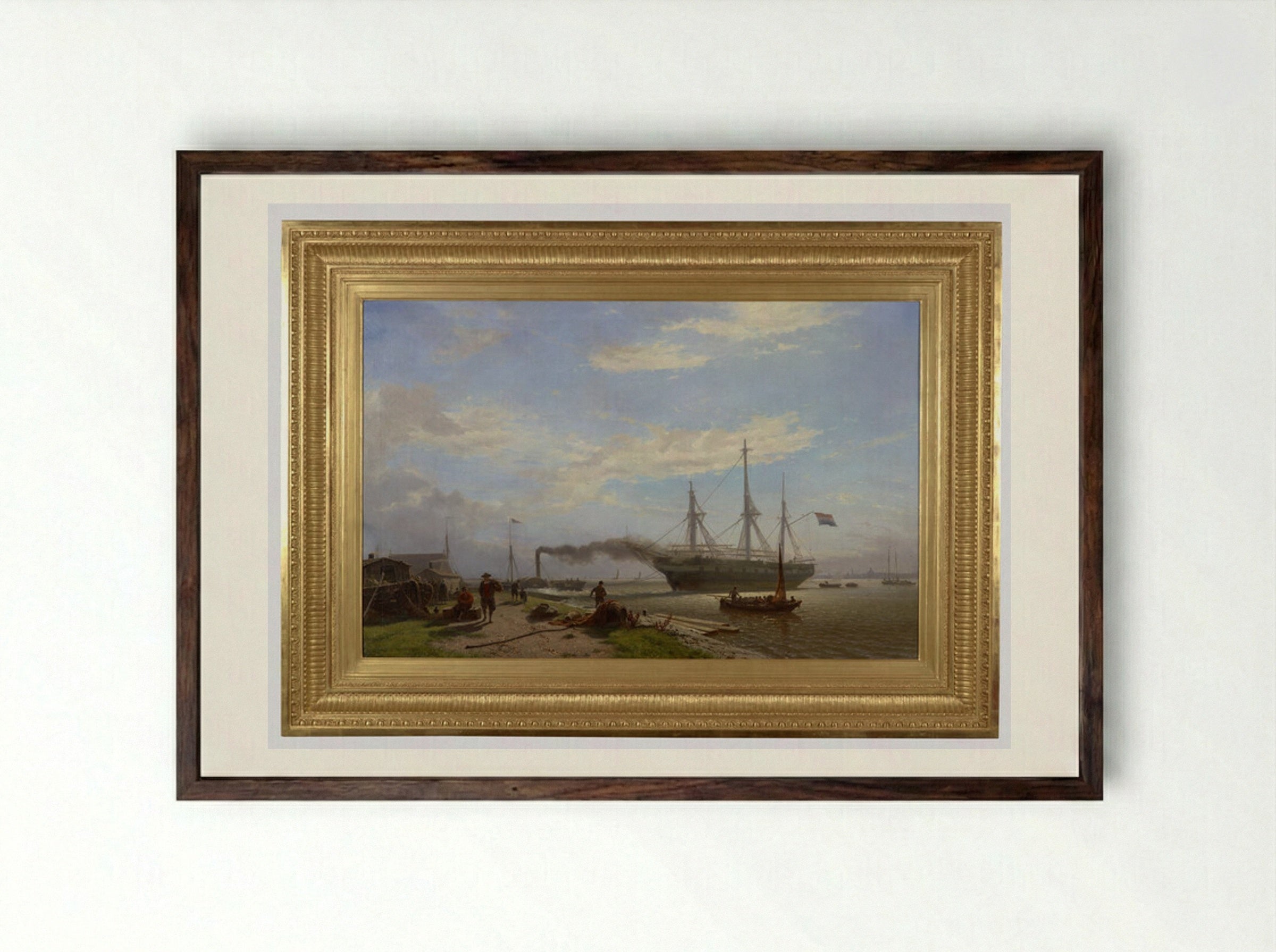 Huizen bij het strand - Willem Anthonie van Deventer - Framed Print Dark Wood