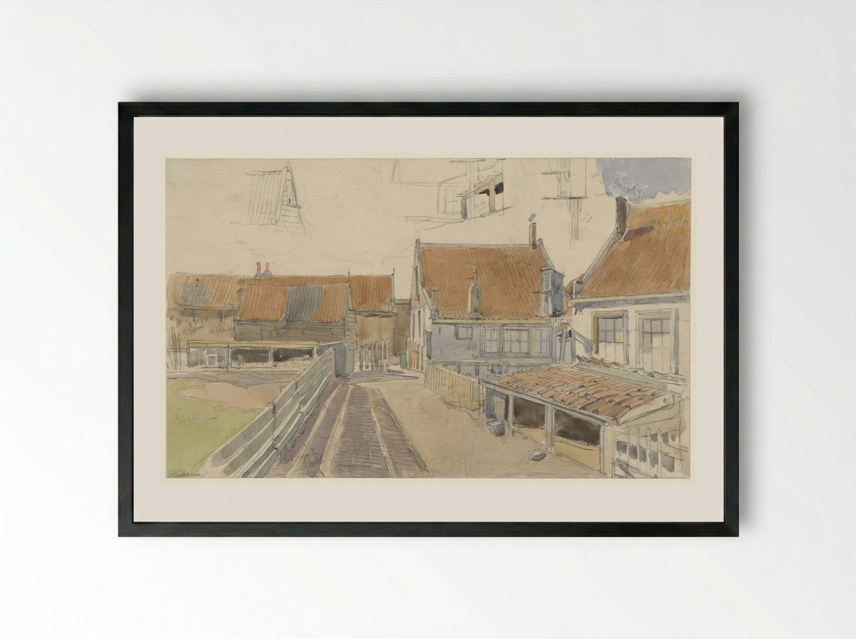 Huizen in de Vinkenbuurt, Amsterdam - Jan H.L. Hanau - Framed Print Black