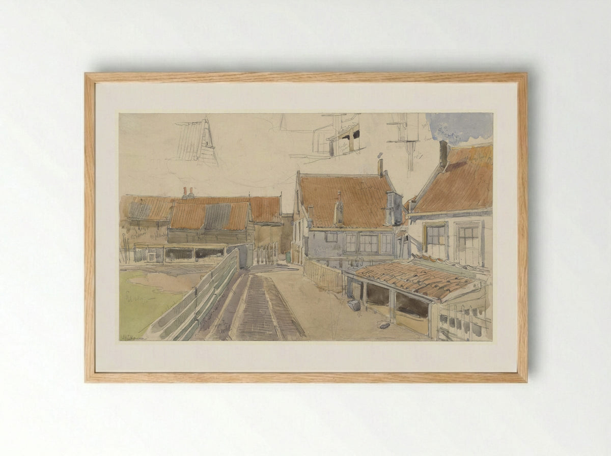 Huizen in de Vinkenbuurt, Amsterdam - Jan H.L. Hanau - Framed Print Wood