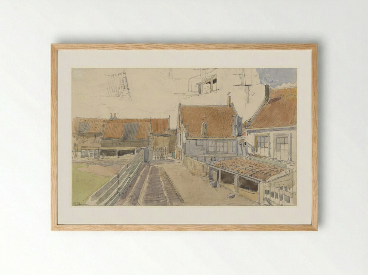 Huizen in de Vinkenbuurt, Amsterdam - Jan H.L. Hanau - Framed Print Wood