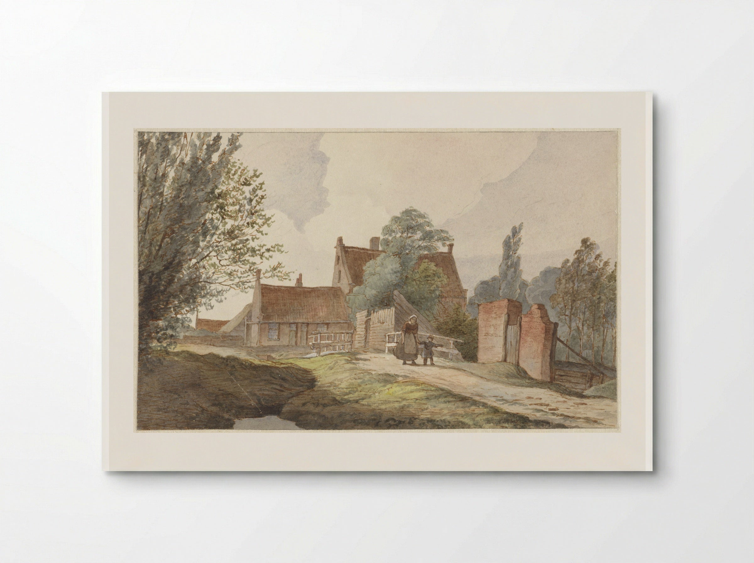 Huizen langs een pad bij Amsterdam - Hendrik Abraham Klinkhamer - Poster