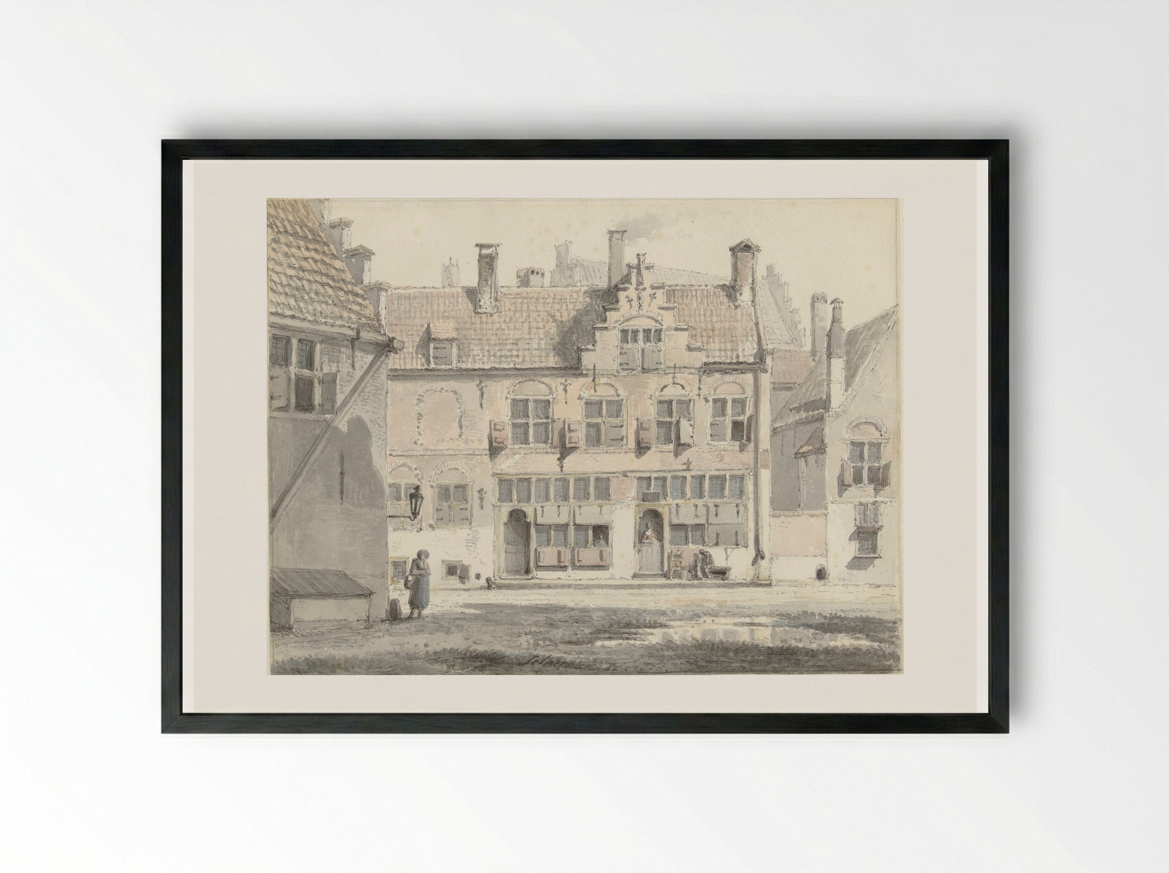 Huizen te Amersfoort - Johannes Jelgerhuis - Framed Print Black