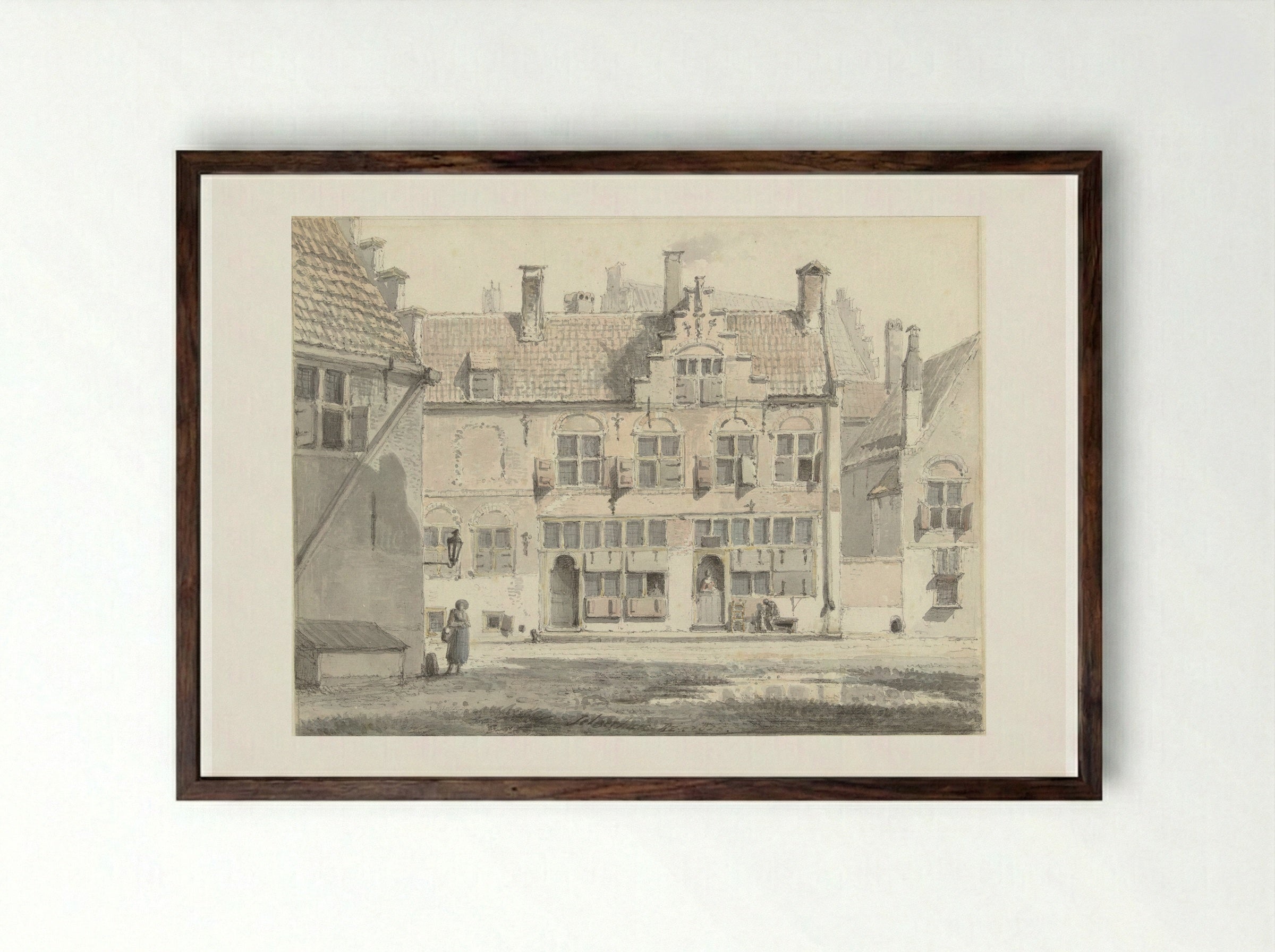 Huizen te Amersfoort - Johannes Jelgerhuis - Framed Print Dark Wood