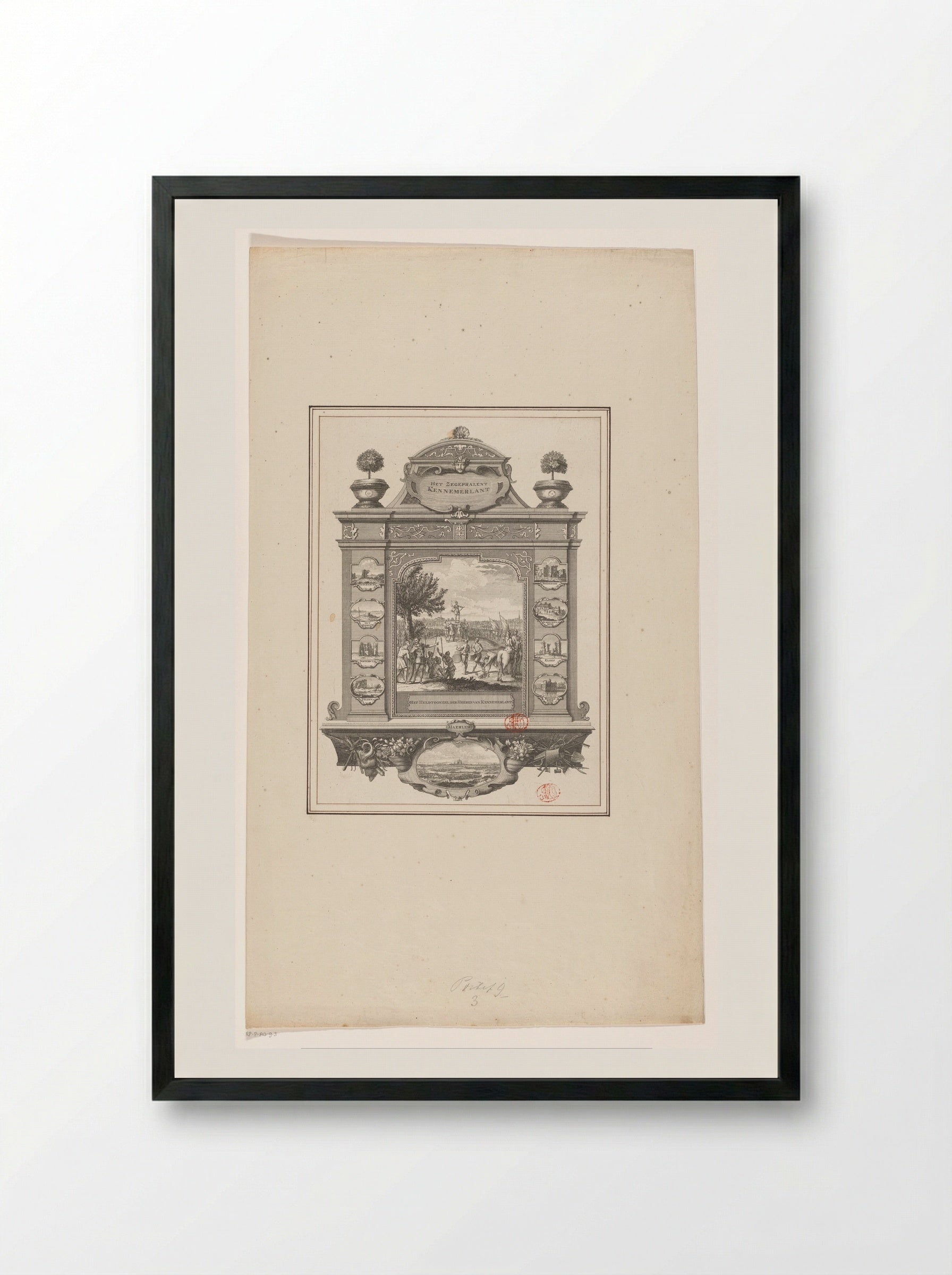 Huldiging van Cananefatenleider Brinio op het Huldtoneel - Hendrik de Leth - Framed Print Black
