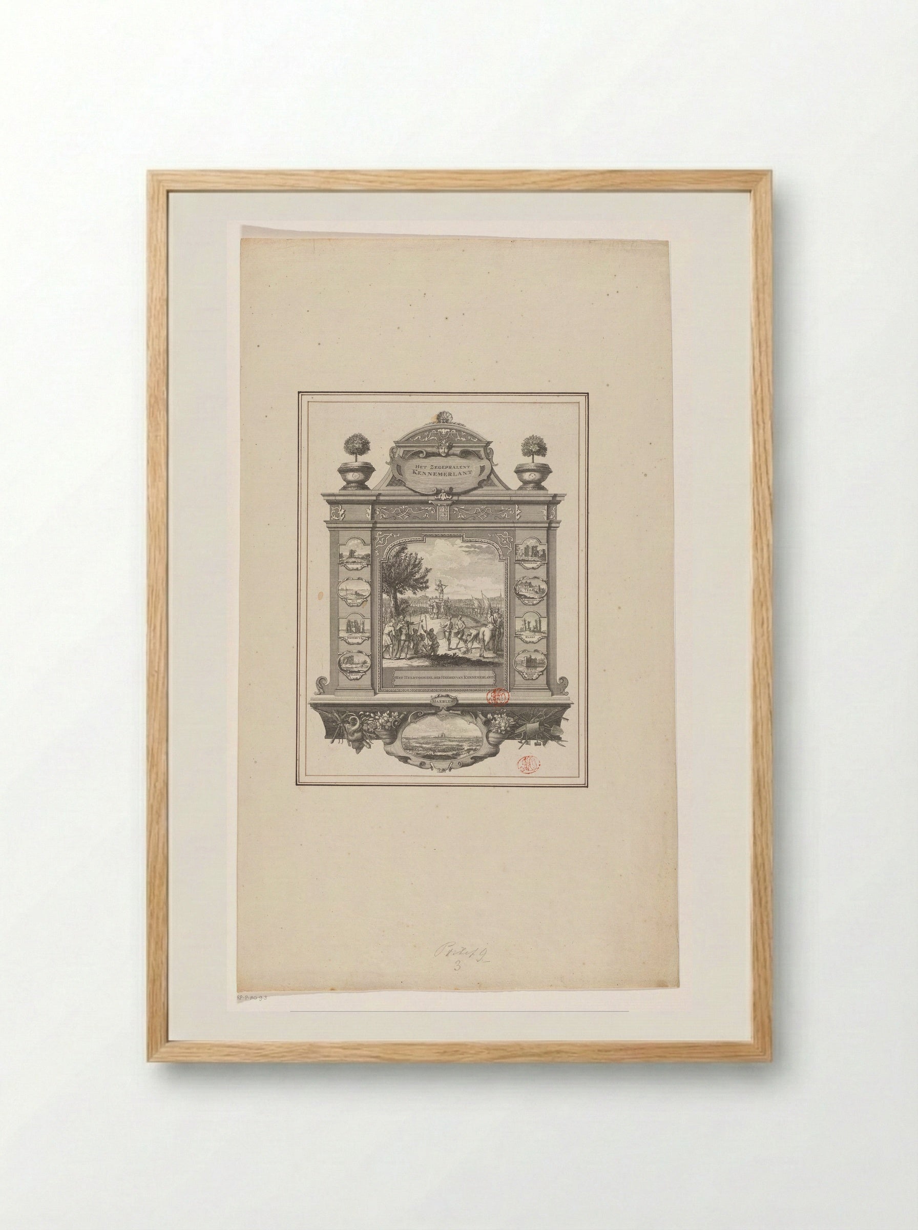 Huldiging van Cananefatenleider Brinio op het Huldtoneel - Hendrik de Leth - Framed Print Wood