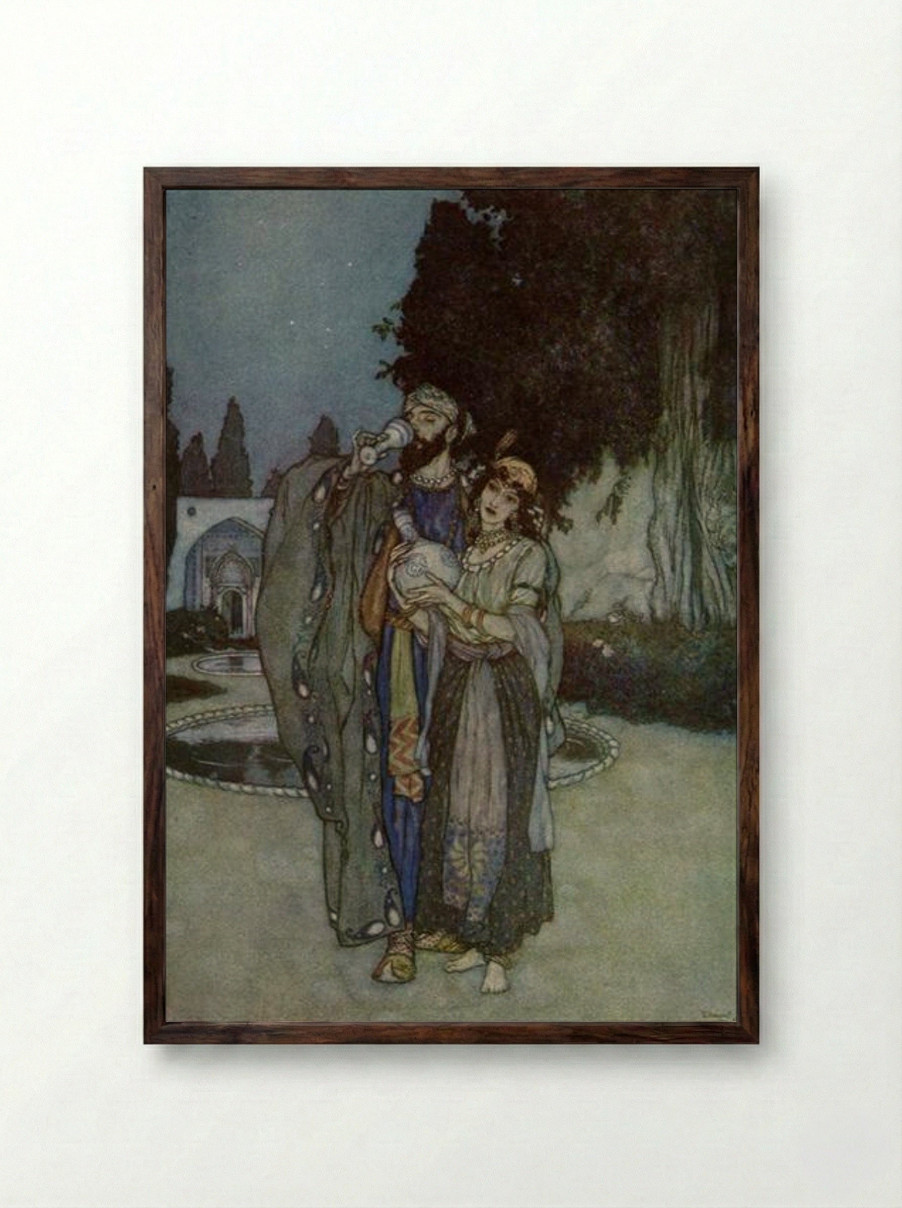 Human or Divine - Edmund Dulac - Framed Print Dark Wood