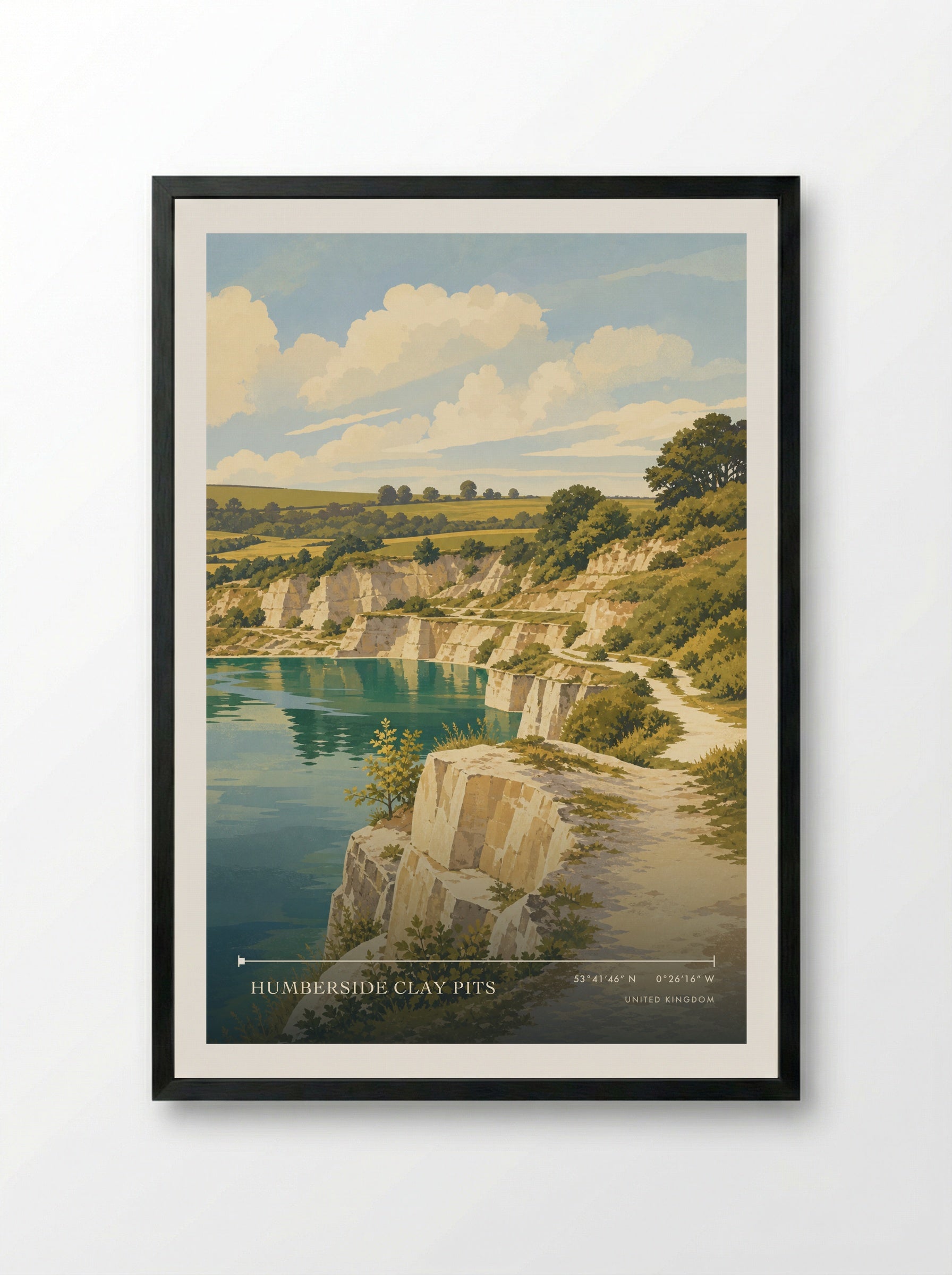 Humberside Clay Pits United Kingdom Travel Poster - Framed Print Black