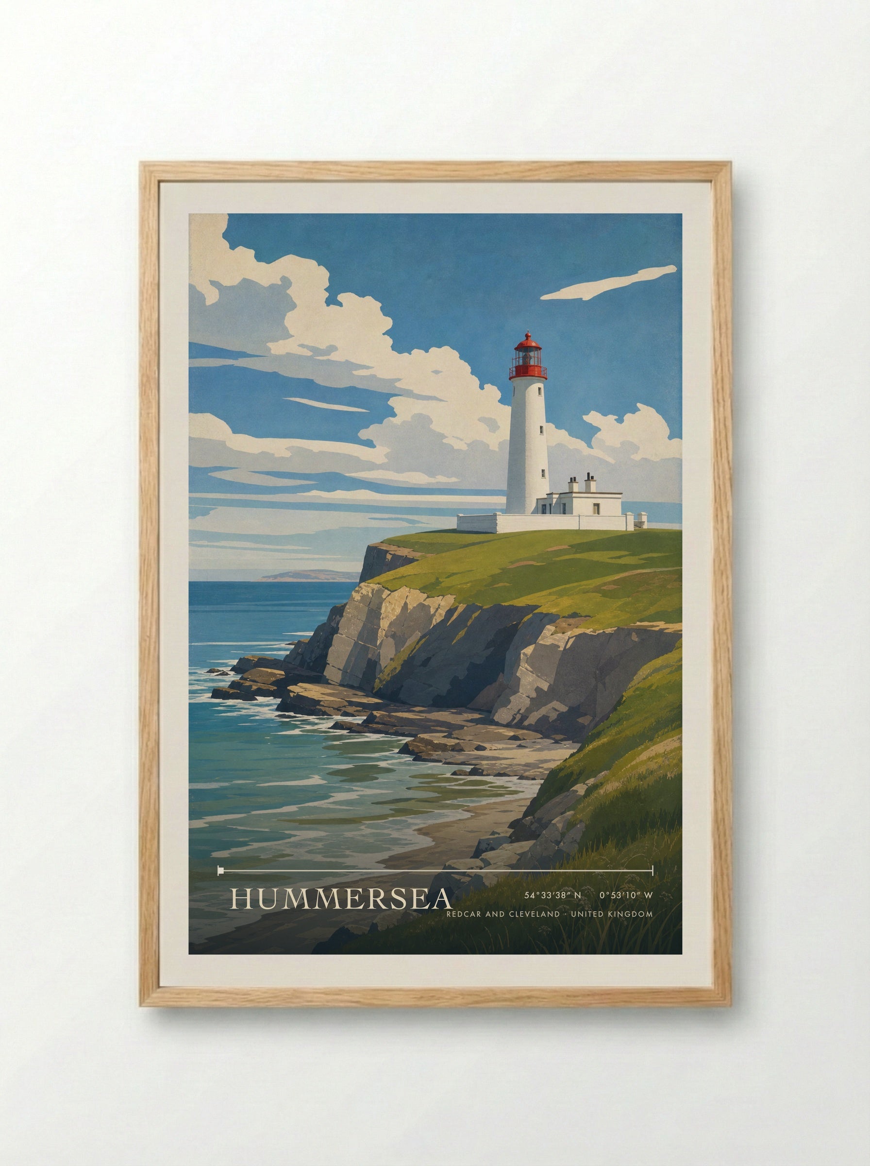 Hummersea Redcar and Cleveland United Kingdom Travel Poster - Framed Print Wood