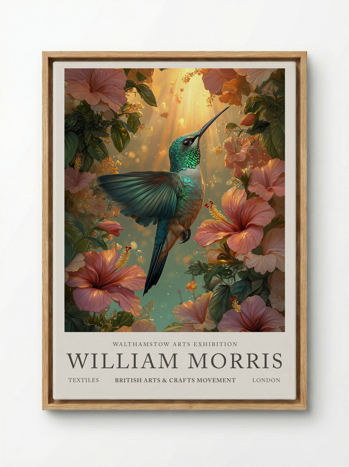 Hummingbird Halo - William Morris - Framed Canvas Wood