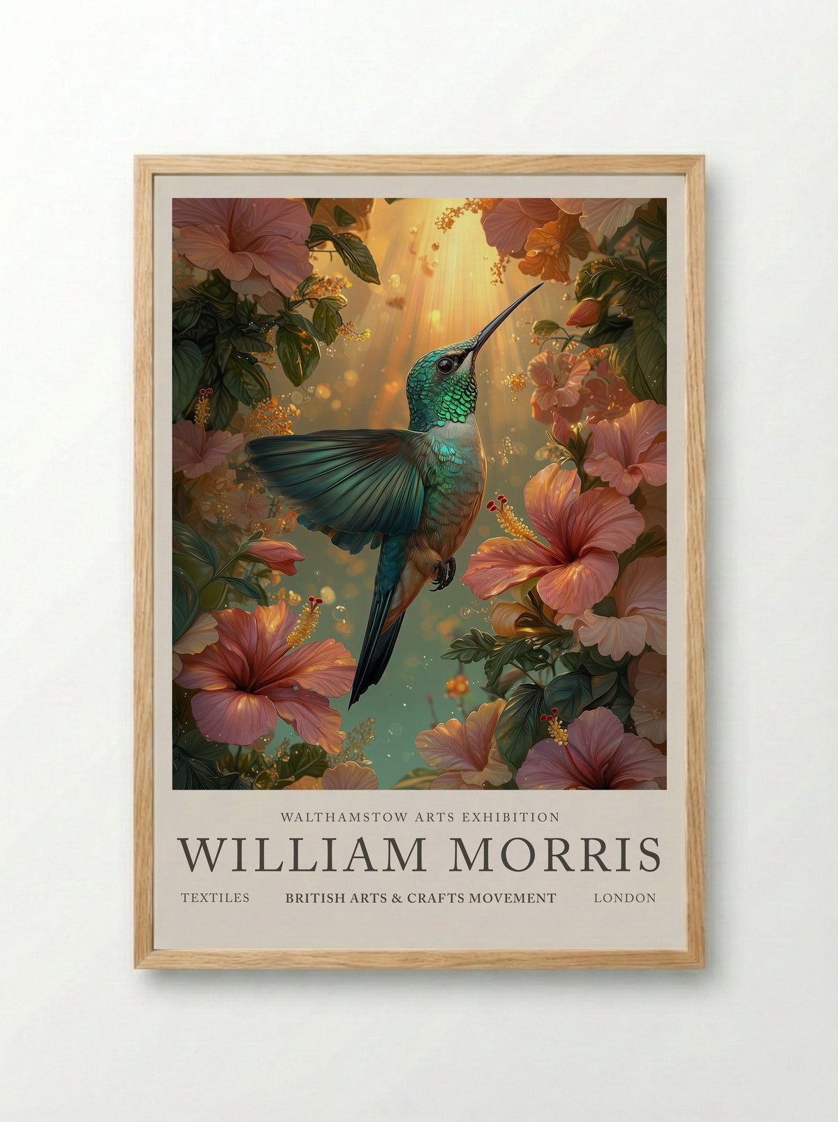 Hummingbird Halo - William Morris - Framed Print Wood