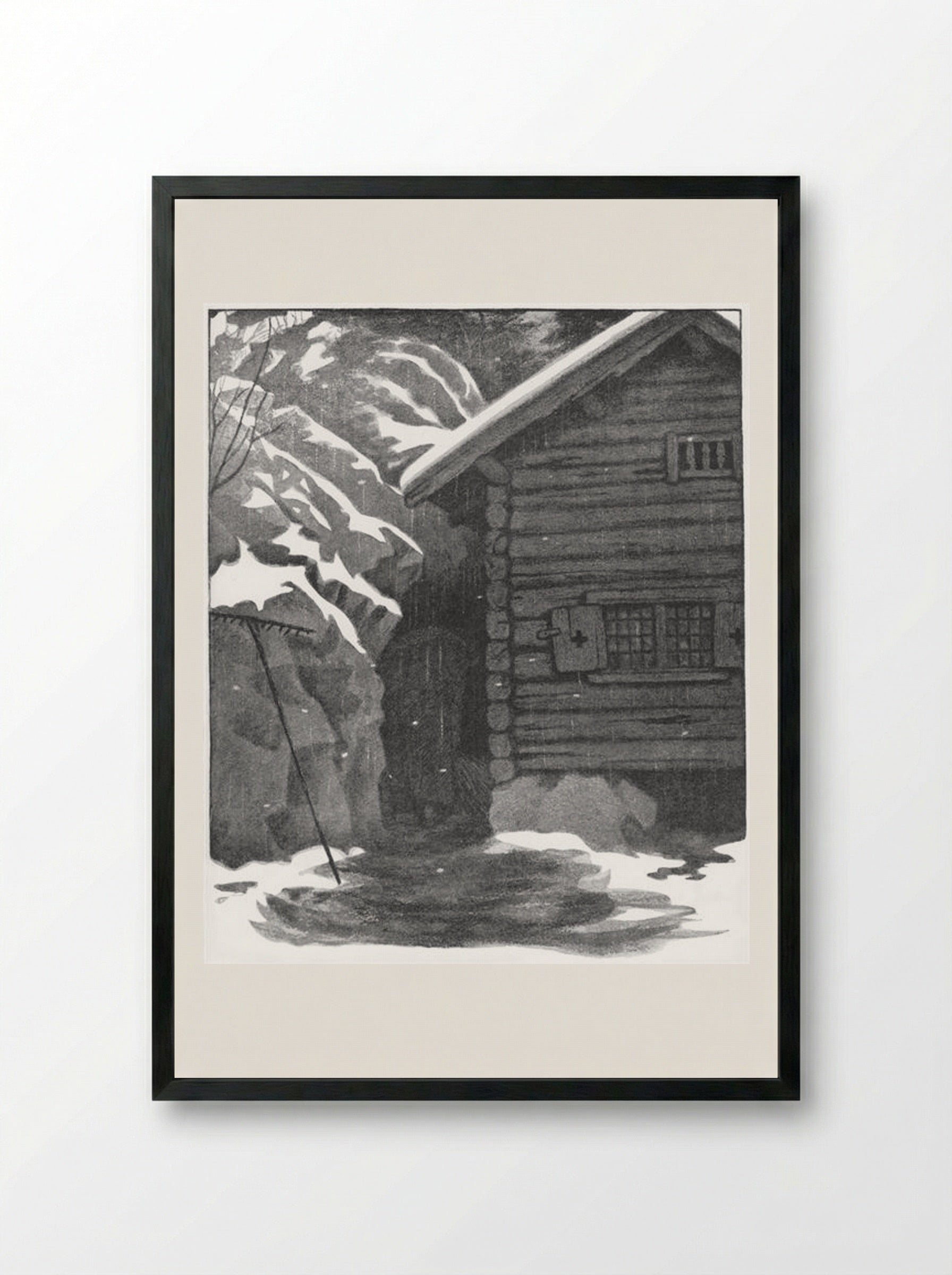 Hun Soper Hver Krok - Theodor Severin Kittelsen - Framed Print Black