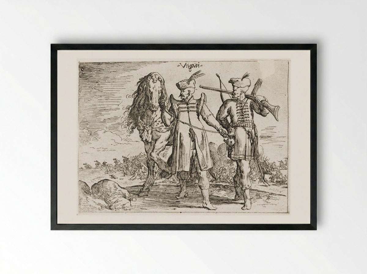Hungarian Costumes - Johann Wilhelm Baur - Framed Print Black