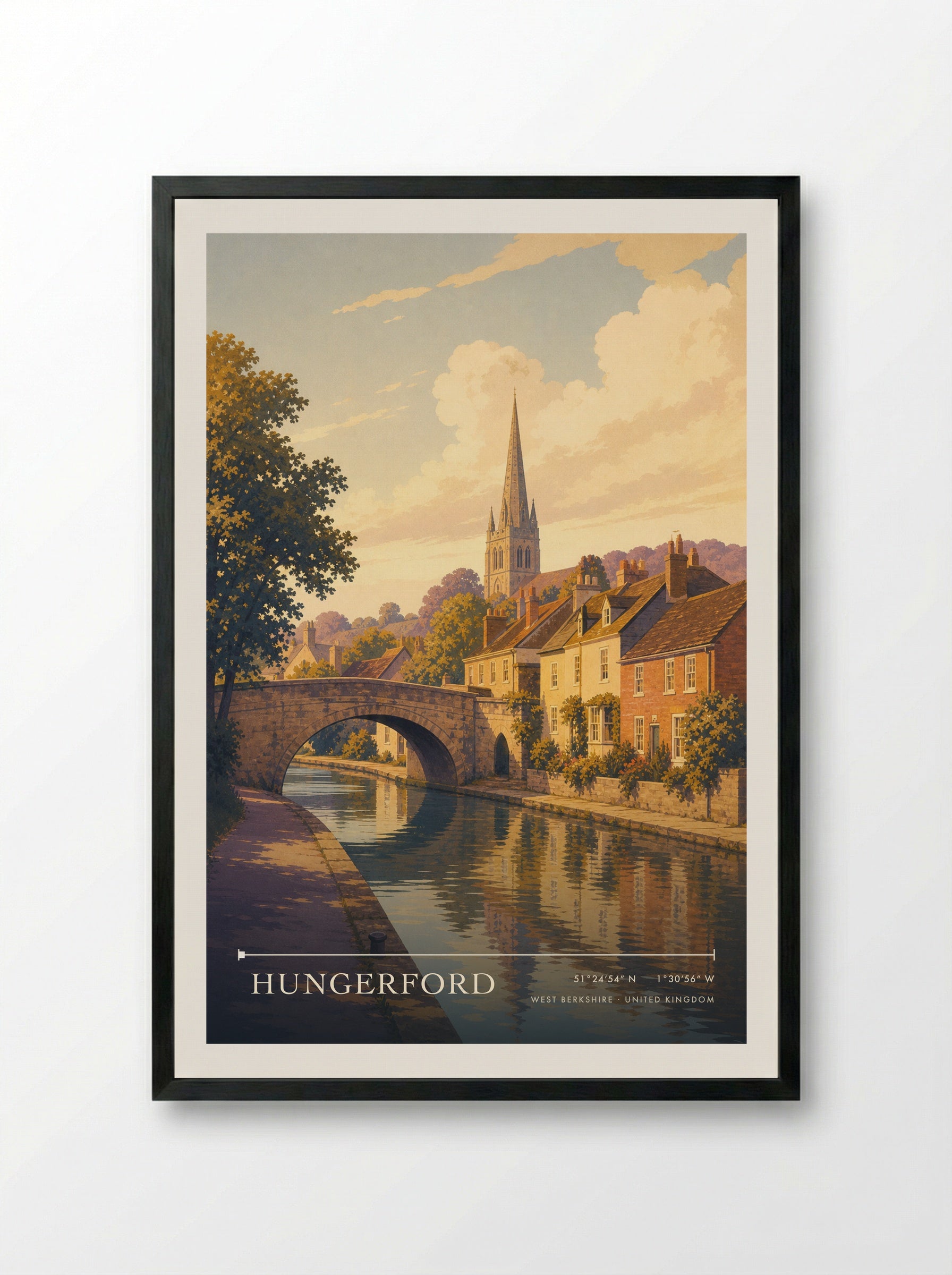 Hungerford West Berkshire United Kingdom Travel Poster - Framed Print Black
