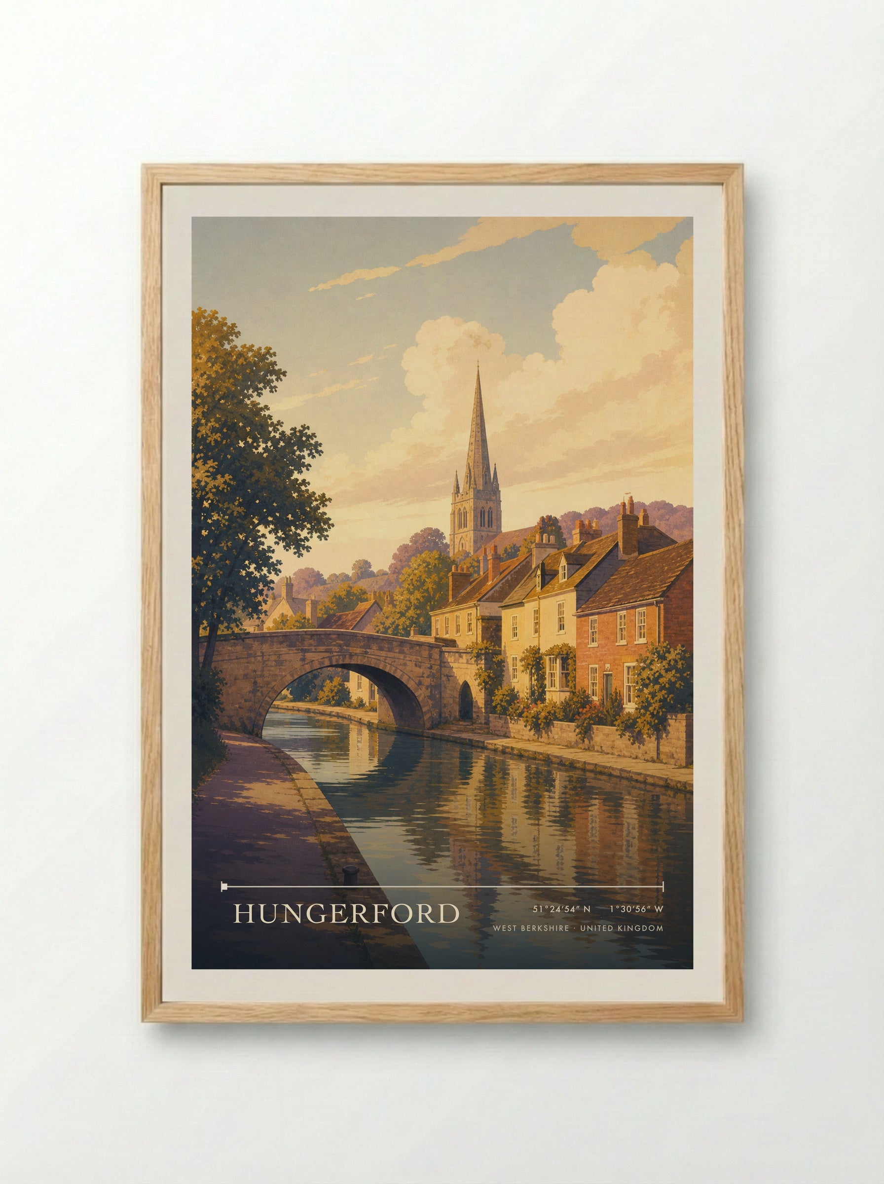 Hungerford West Berkshire United Kingdom Travel Poster - Framed Print Wood