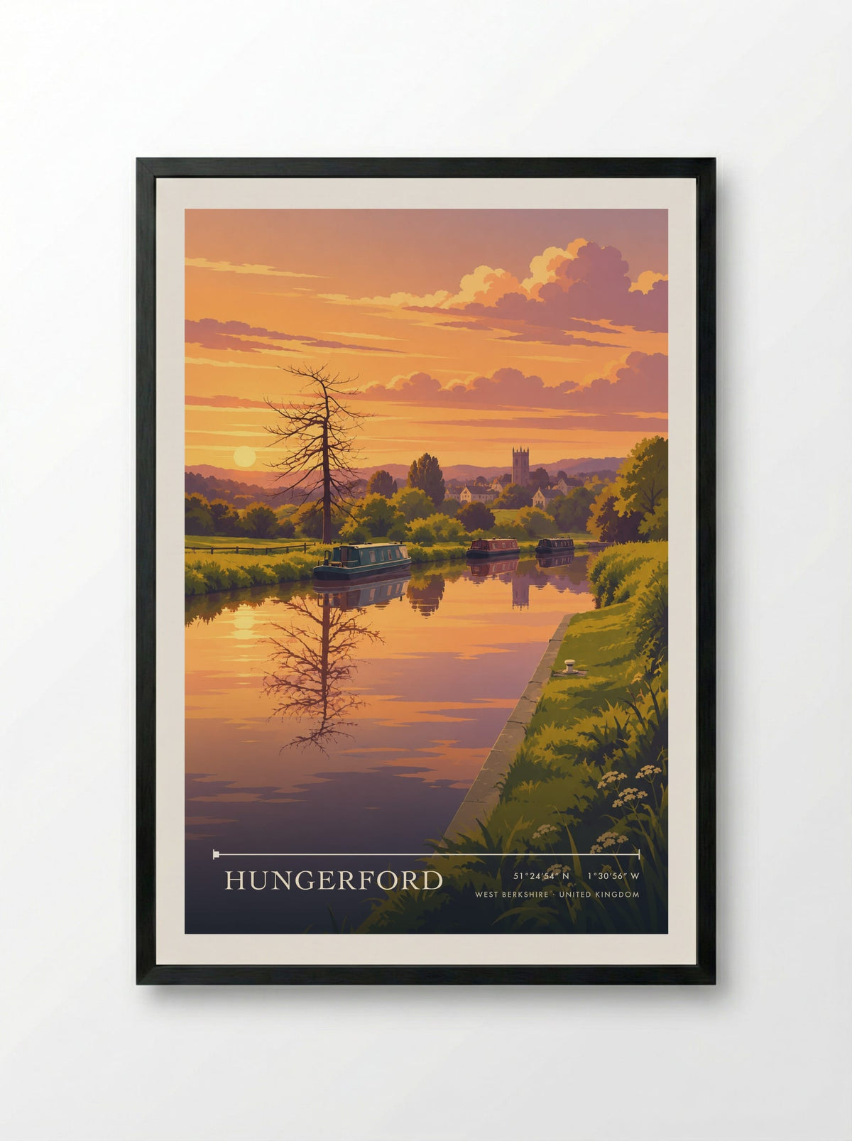 Hungerford, West Berkshire | Travel Poster - Framed Print Black