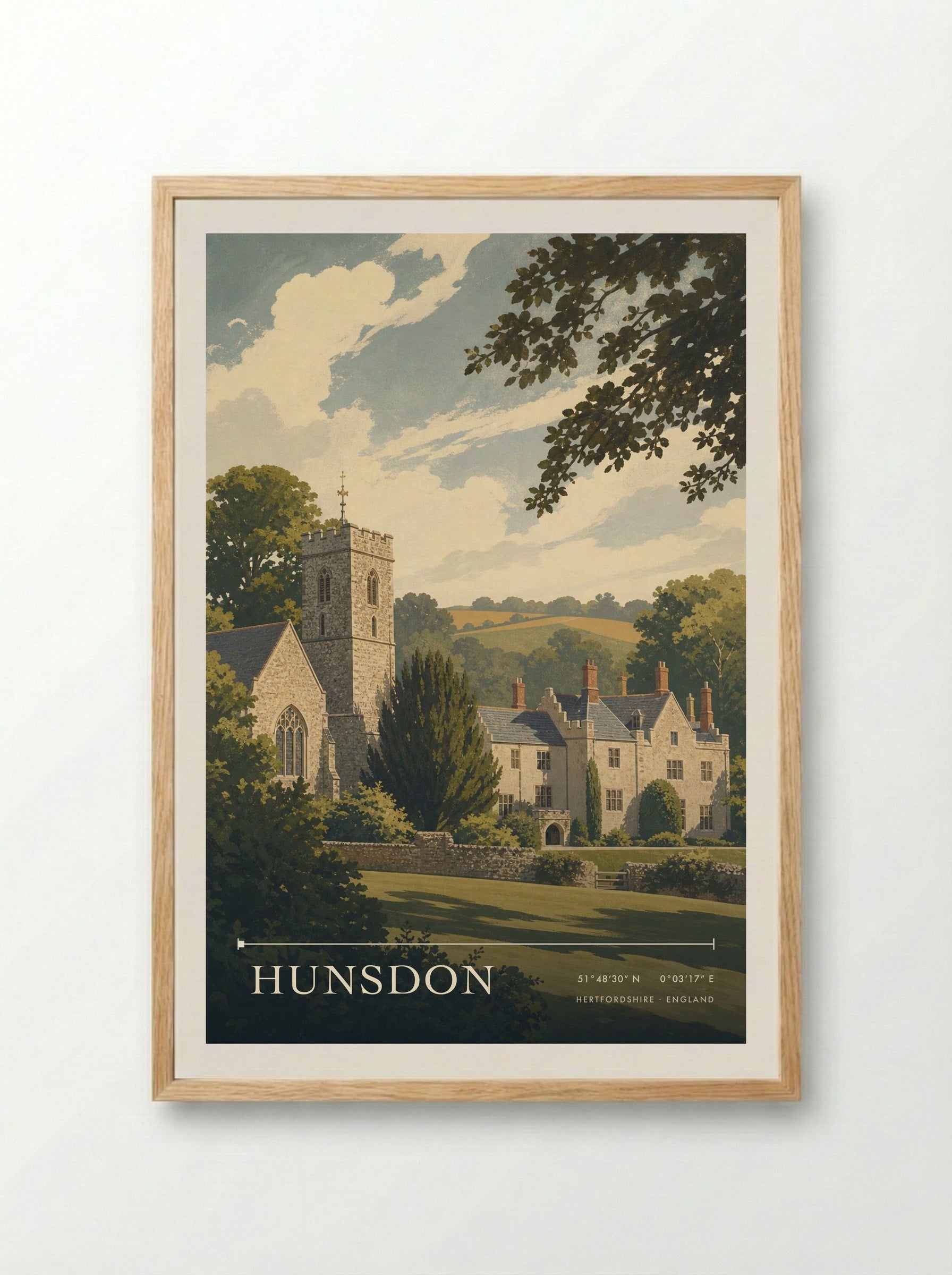 Hunsdon Hertfordshire England Travel Poster - Framed Print Wood