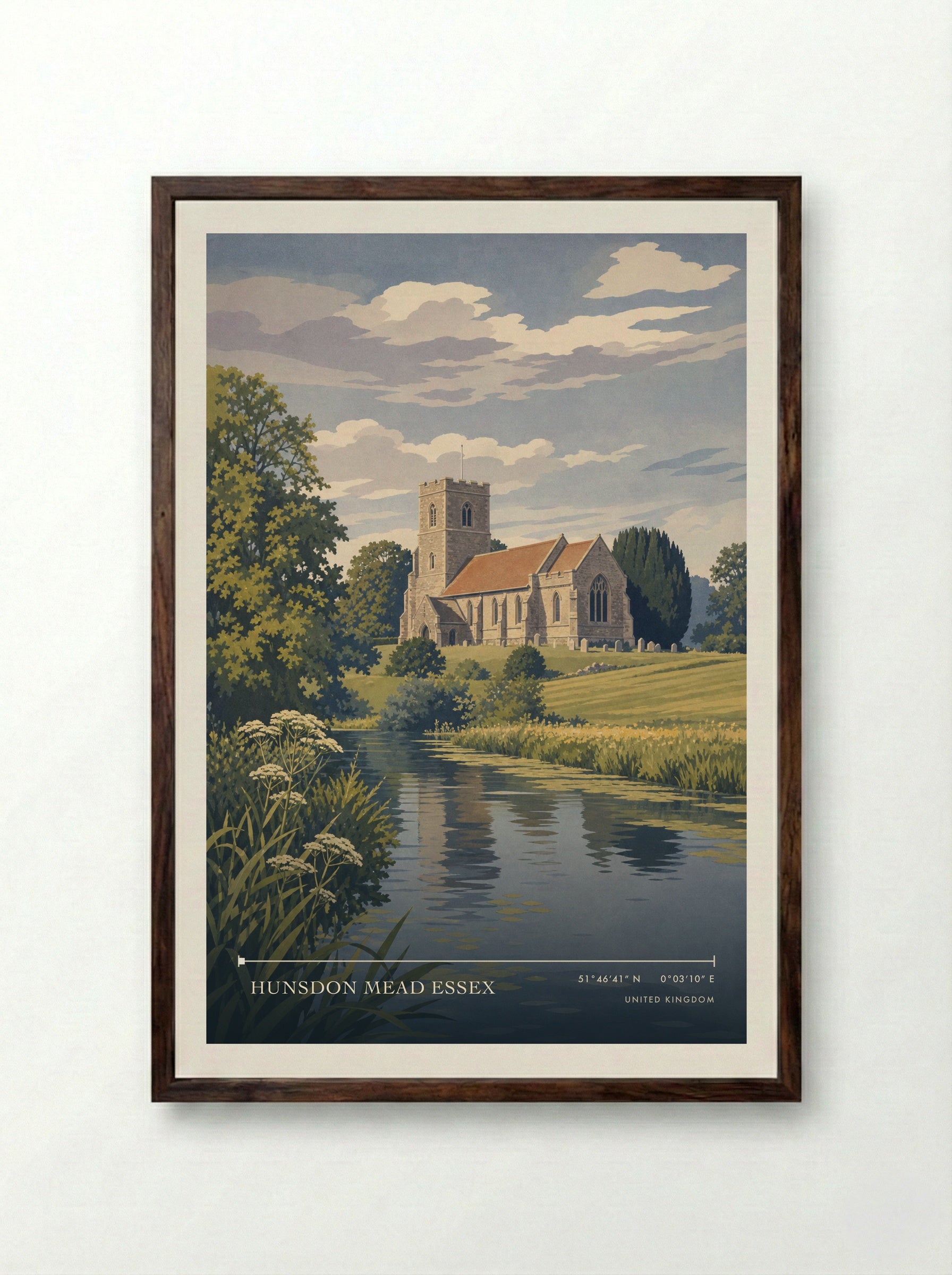 Hunsdon Mead Essex United Kingdom Travel Poster - Framed Print Dark Wood