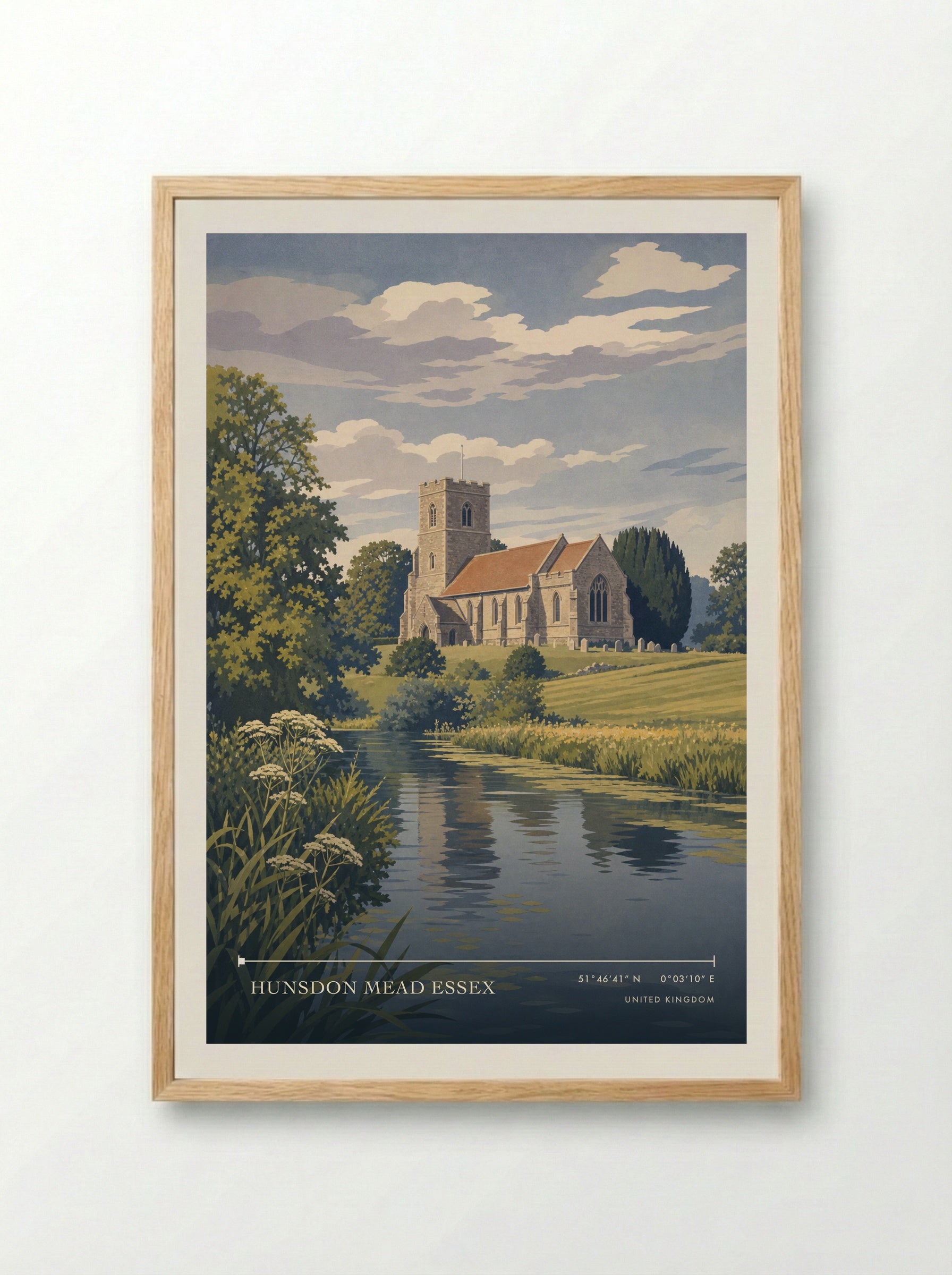 Hunsdon Mead Essex United Kingdom Travel Poster - Framed Print Wood