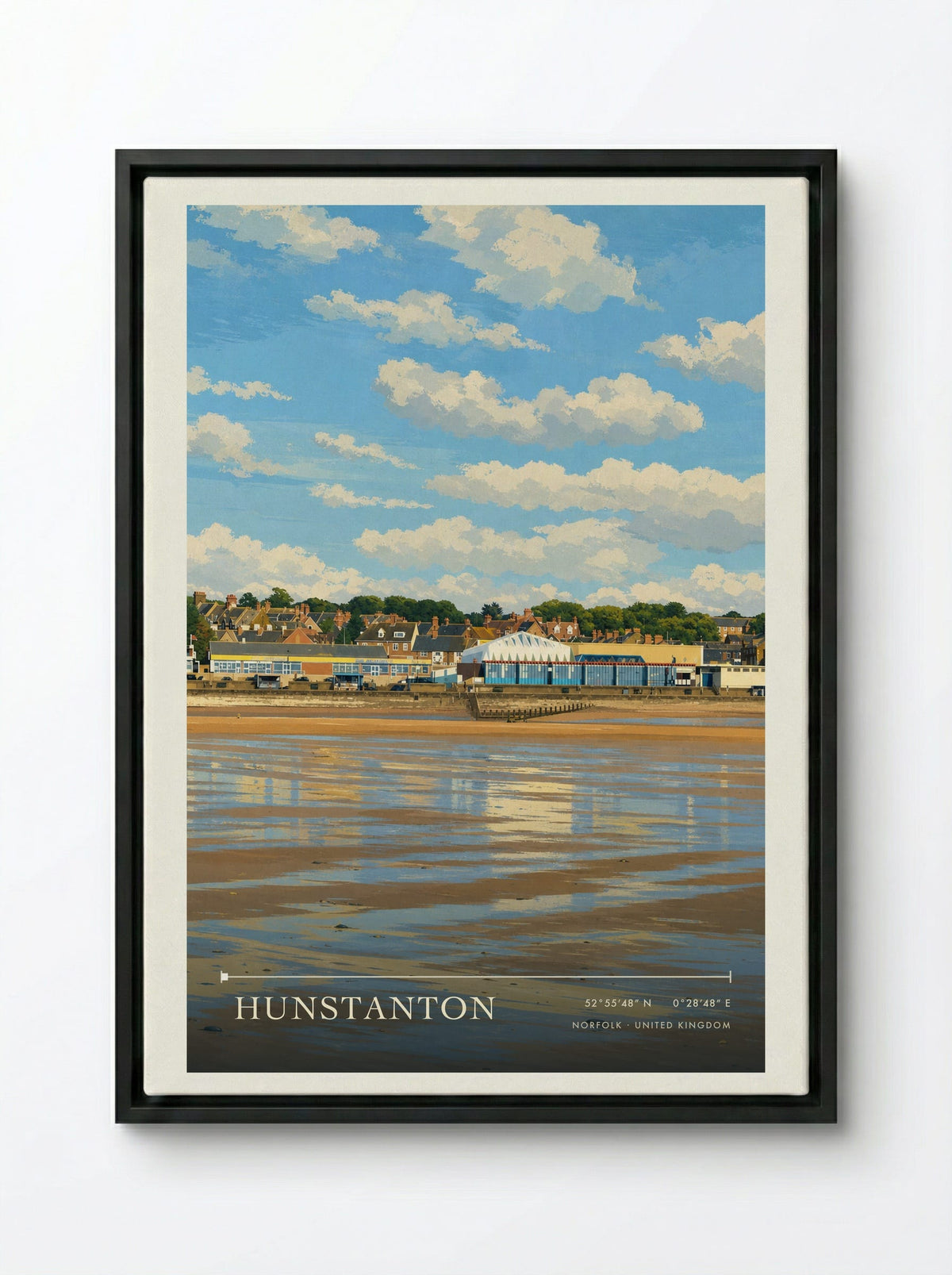 Hunstanton Norfolk United Kingdom Travel Poster - Framed Canvas Black