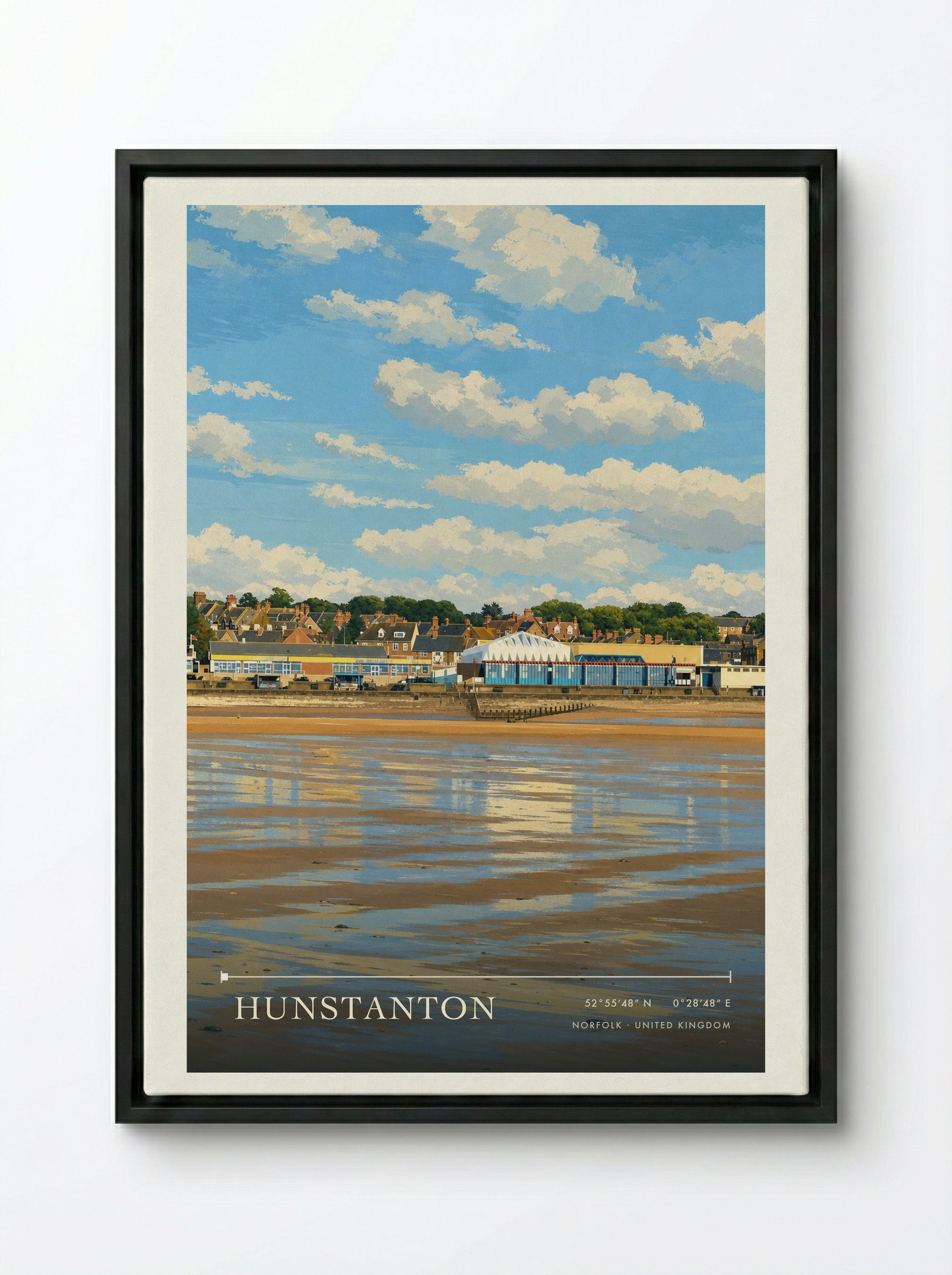 Hunstanton Norfolk United Kingdom Travel Poster - Framed Canvas Black