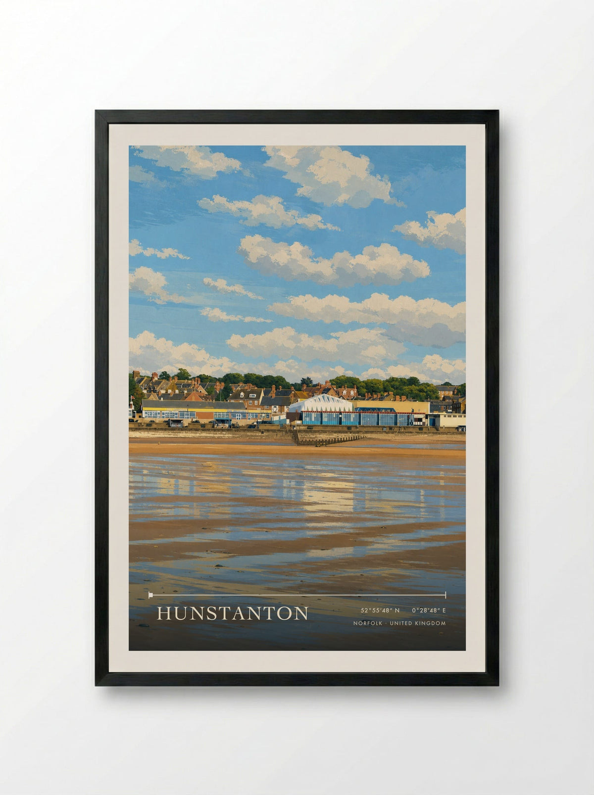 Hunstanton Norfolk United Kingdom Travel Poster - Framed Print Black