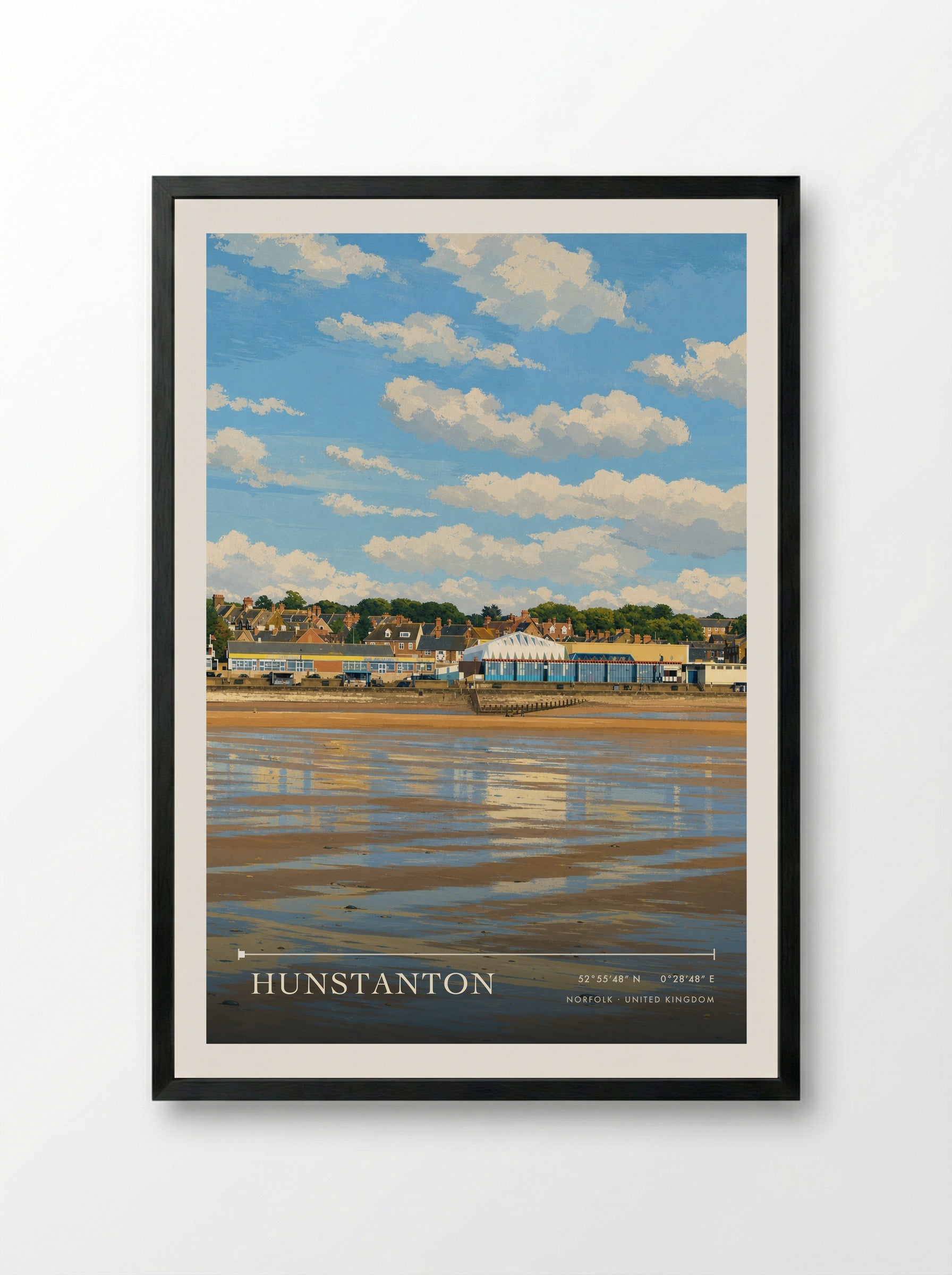 Hunstanton Norfolk United Kingdom Travel Poster - Framed Print Black