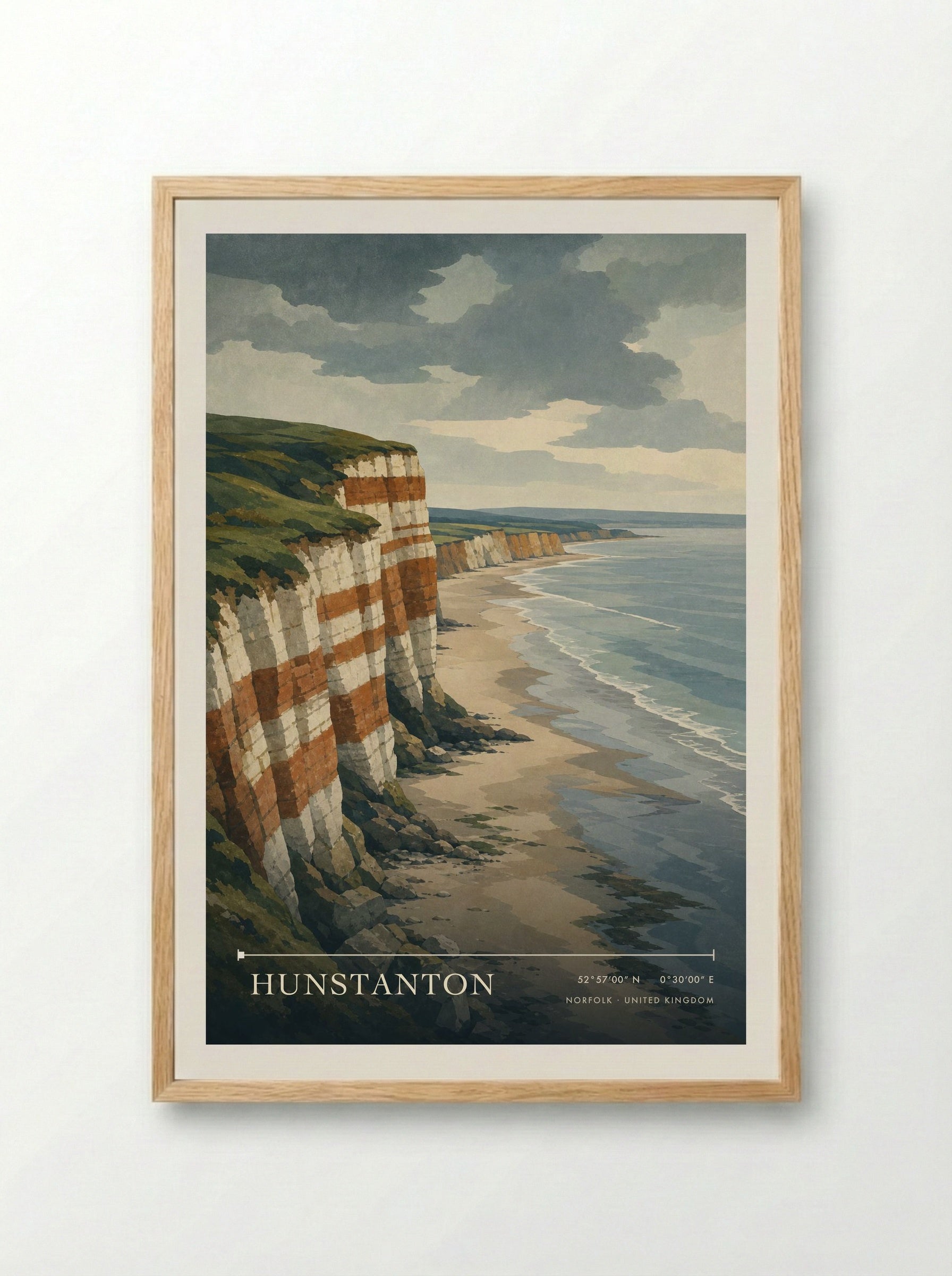 Hunstanton Norfolk United Kingdom Travel Poster - Framed Print Wood