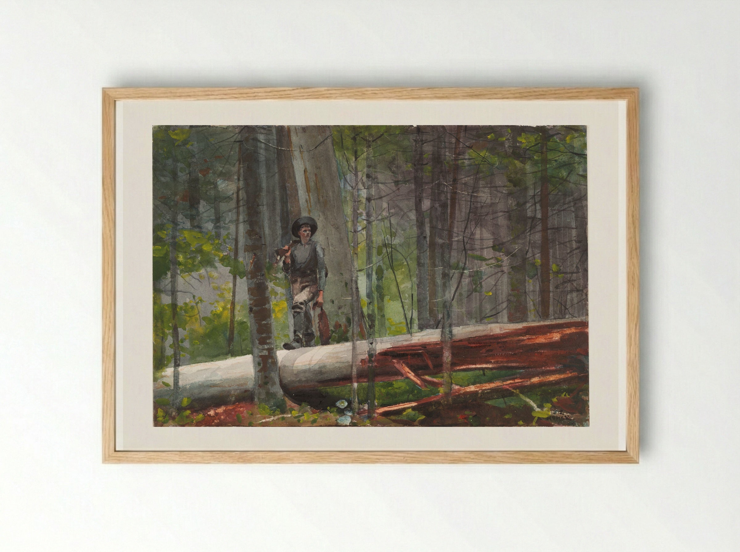 Hunter in the Adirondacks - Winslow Homer - Framed Print Wood