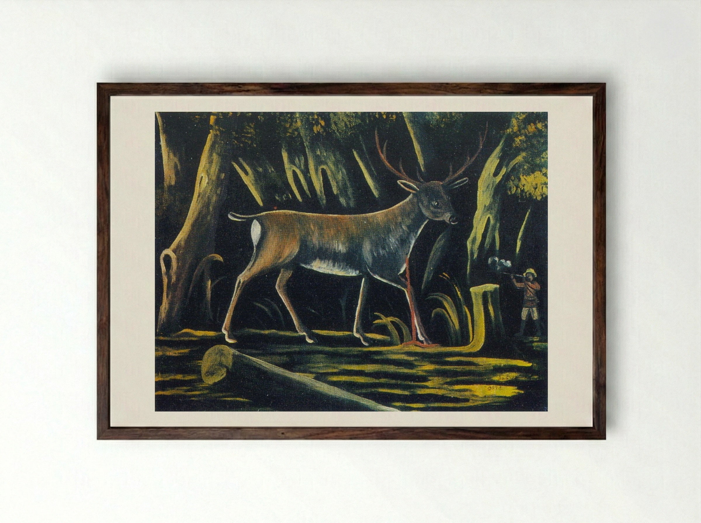 Hunter - Niko Pirosmani - Framed Print Dark Wood