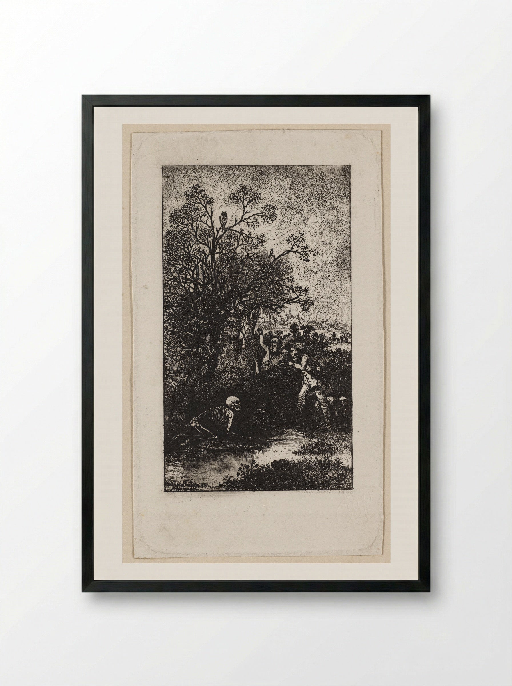 Hunters Surprised by Death - Rodolphe Bresdin - Framed Print Black