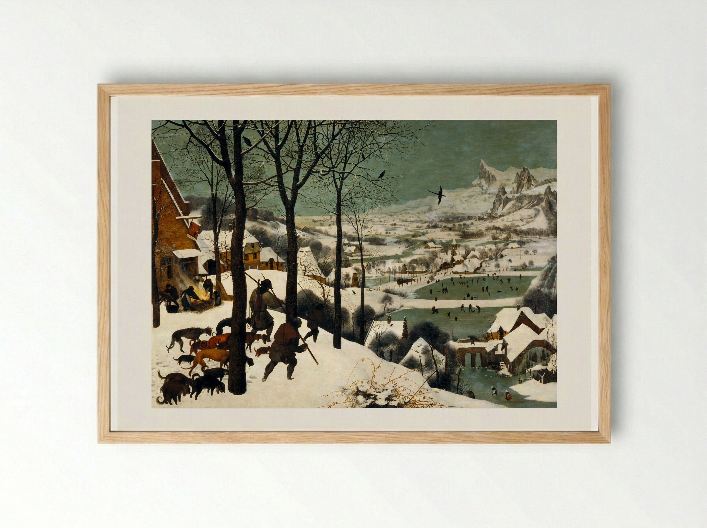 Hunters in the Snow - Pieter Bruegel the Elder - Framed Print Wood
