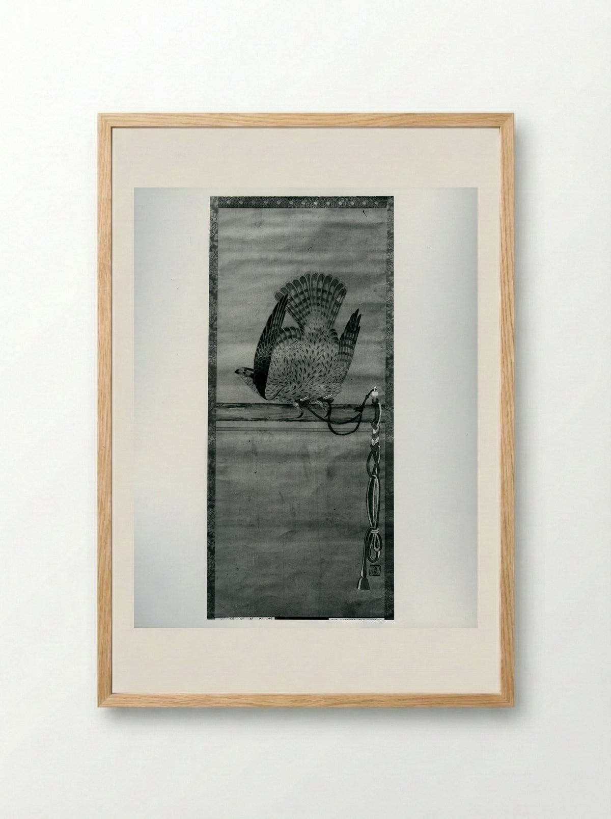 Hunting Hawk on Perch - Soga Chokuan - Framed Print Wood