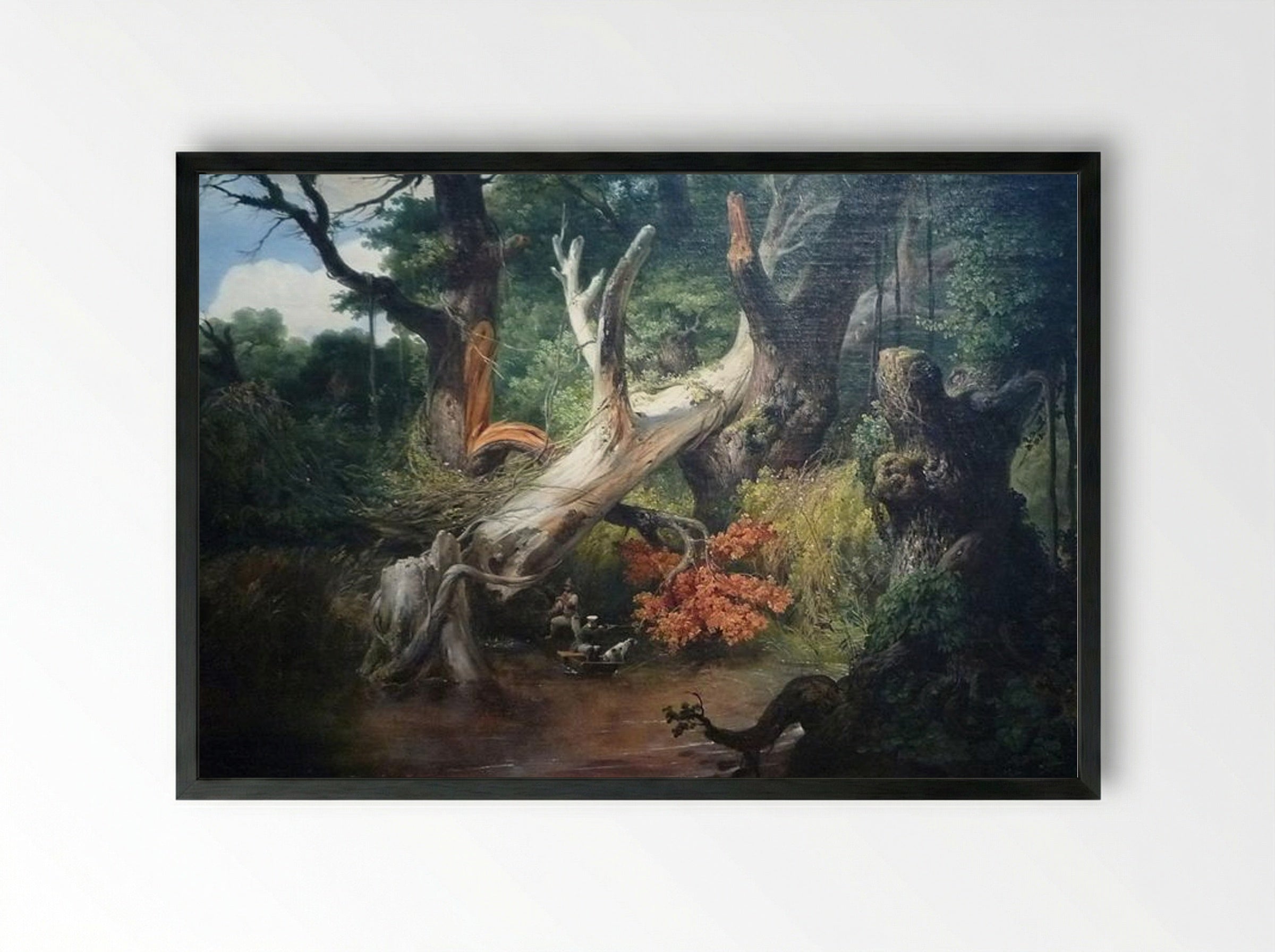 Hunting in the Pontine Marshes - Horace Vernet - Framed Print Black