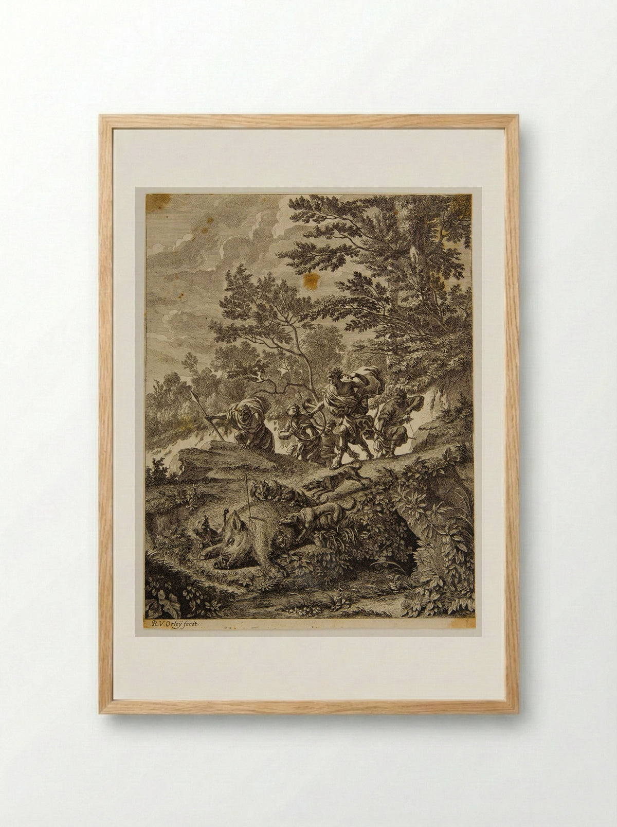 Hunting the Calydonian Boar - Richard van Orley - Framed Print Wood